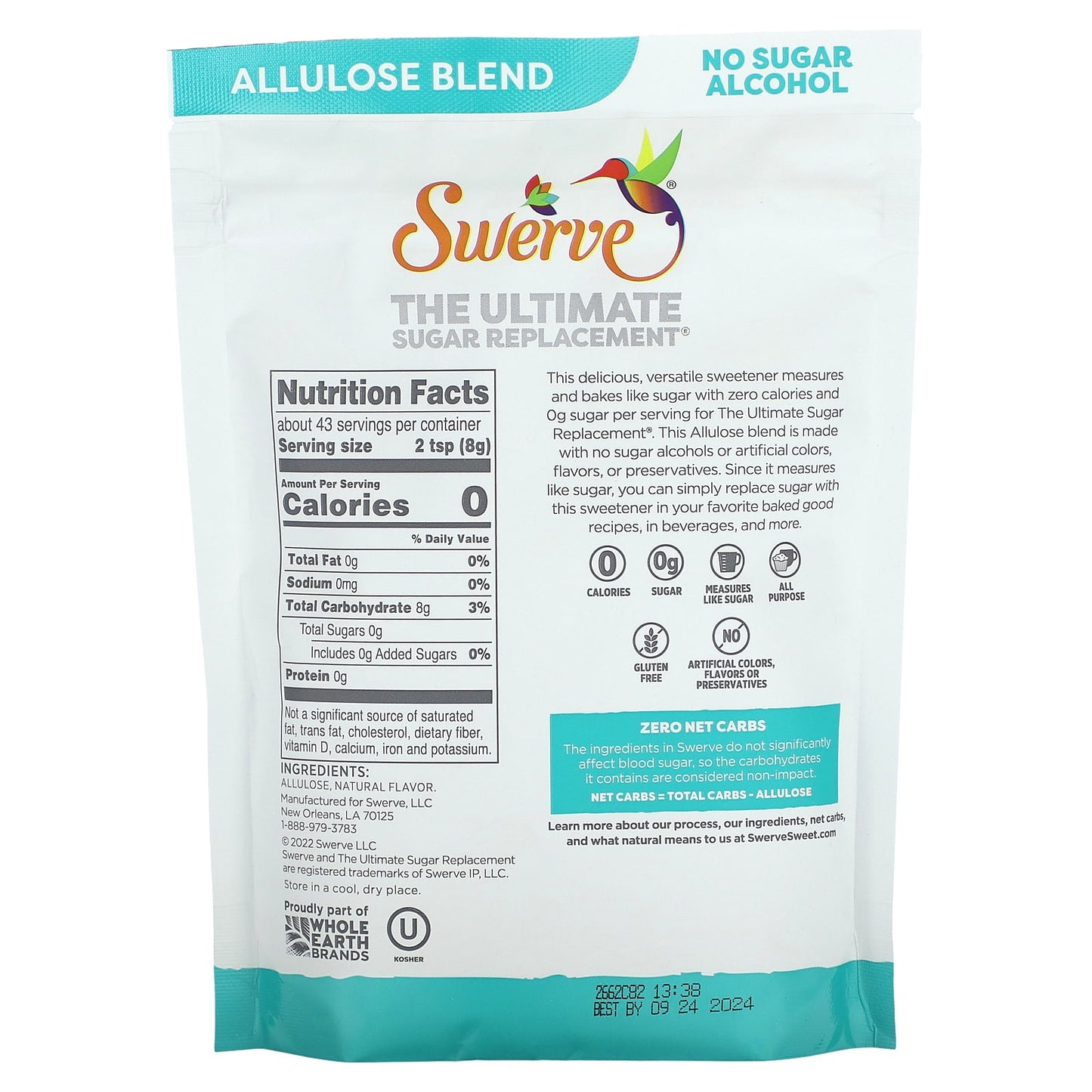 Swerve, The Ultimate Sugar Replacement, Allulose Blend, 12 oz (340 g) - Image 2