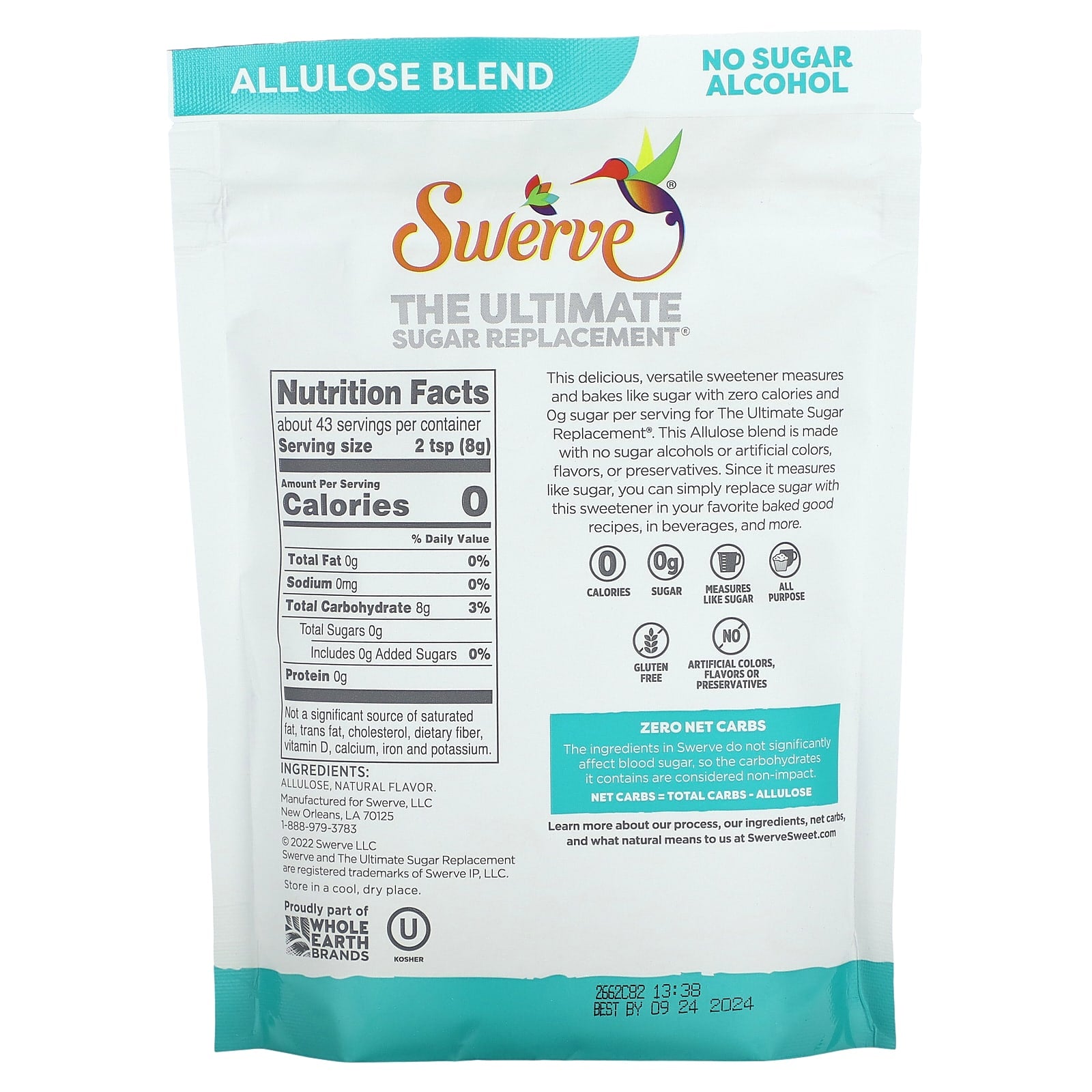 Swerve, The Ultimate Sugar Replacement, Allulose Blend, 12 oz (340 g) - Image 2