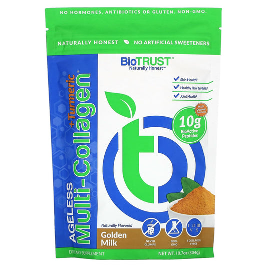 BioTRUST, Ageless Multi-Collagen® + Turmeric, Golden Milk, 10.7 oz (304 g)