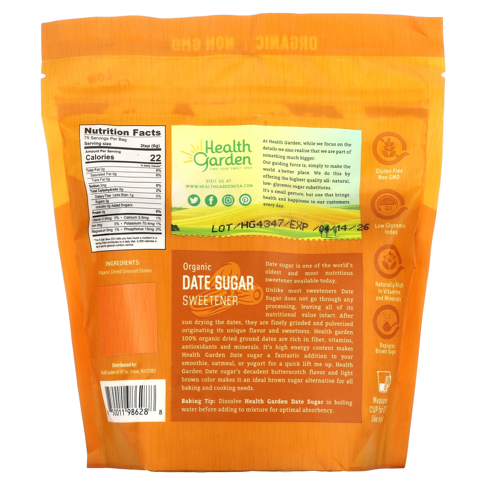 Organic Date Sugar Sweetener by Health Garden - Low Glycemic & Non-GMO - Image 2