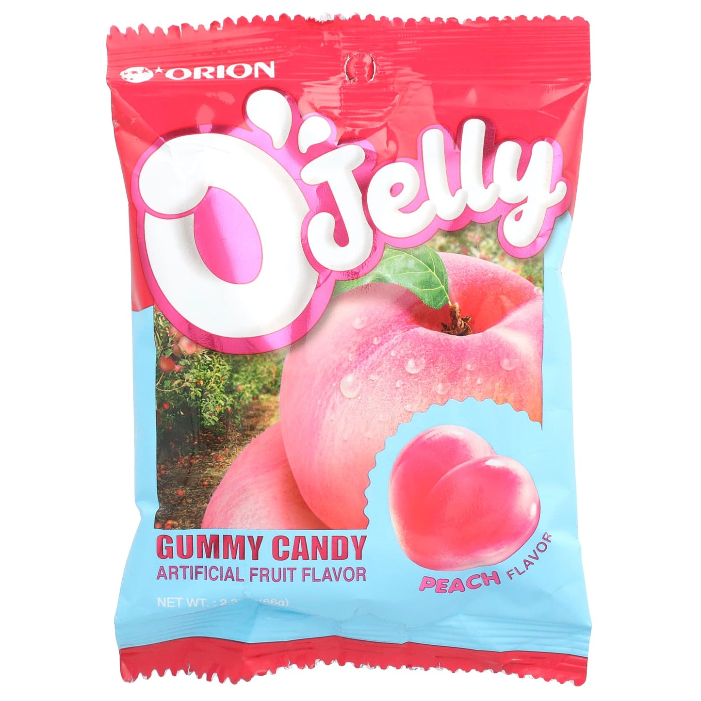 Orion, O'Jelly Gummy Candy, Peach, 2.33 oz (66 g) - Image 1