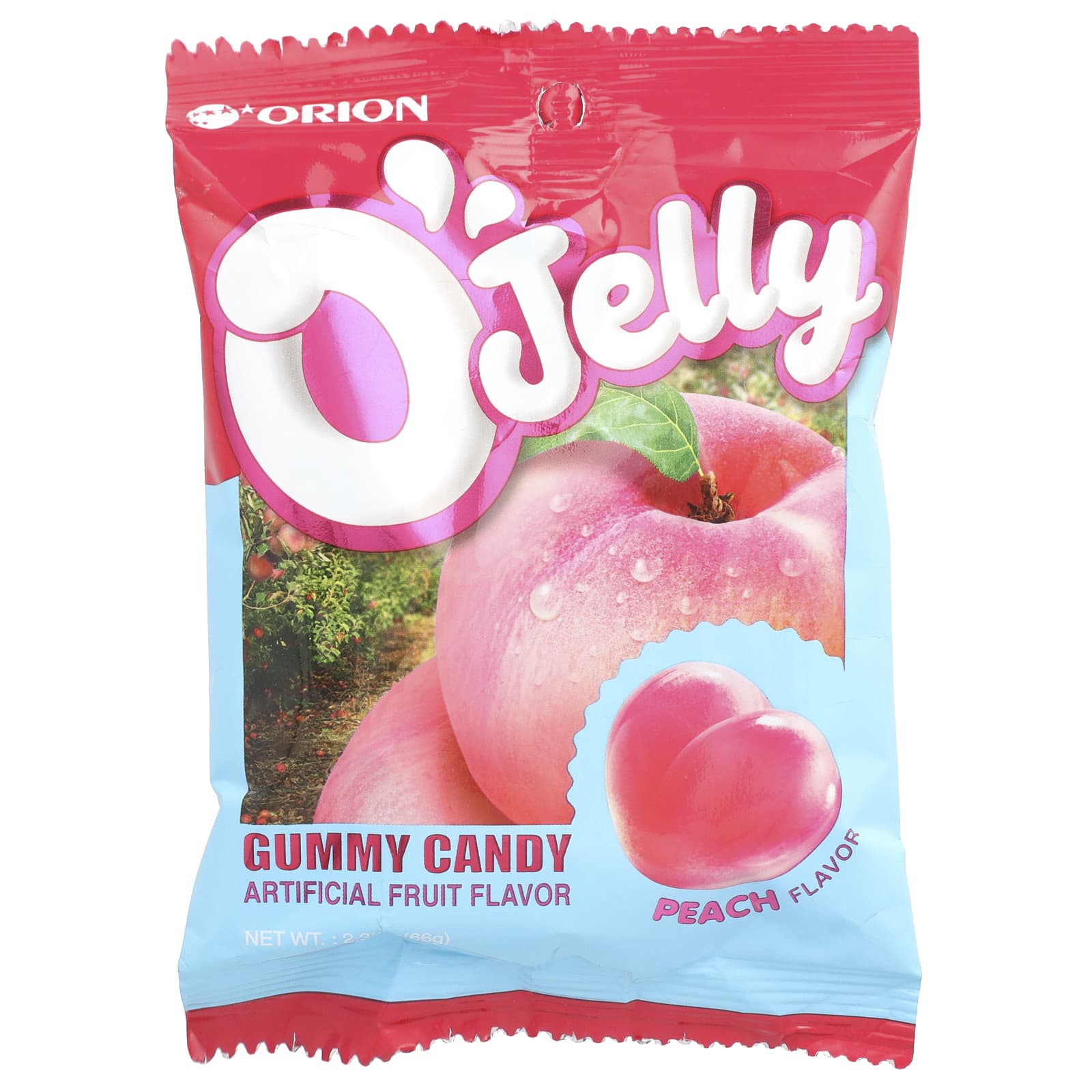 Orion, O'Jelly Gummy Candy, Peach, 2.33 oz (66 g) - Image 1