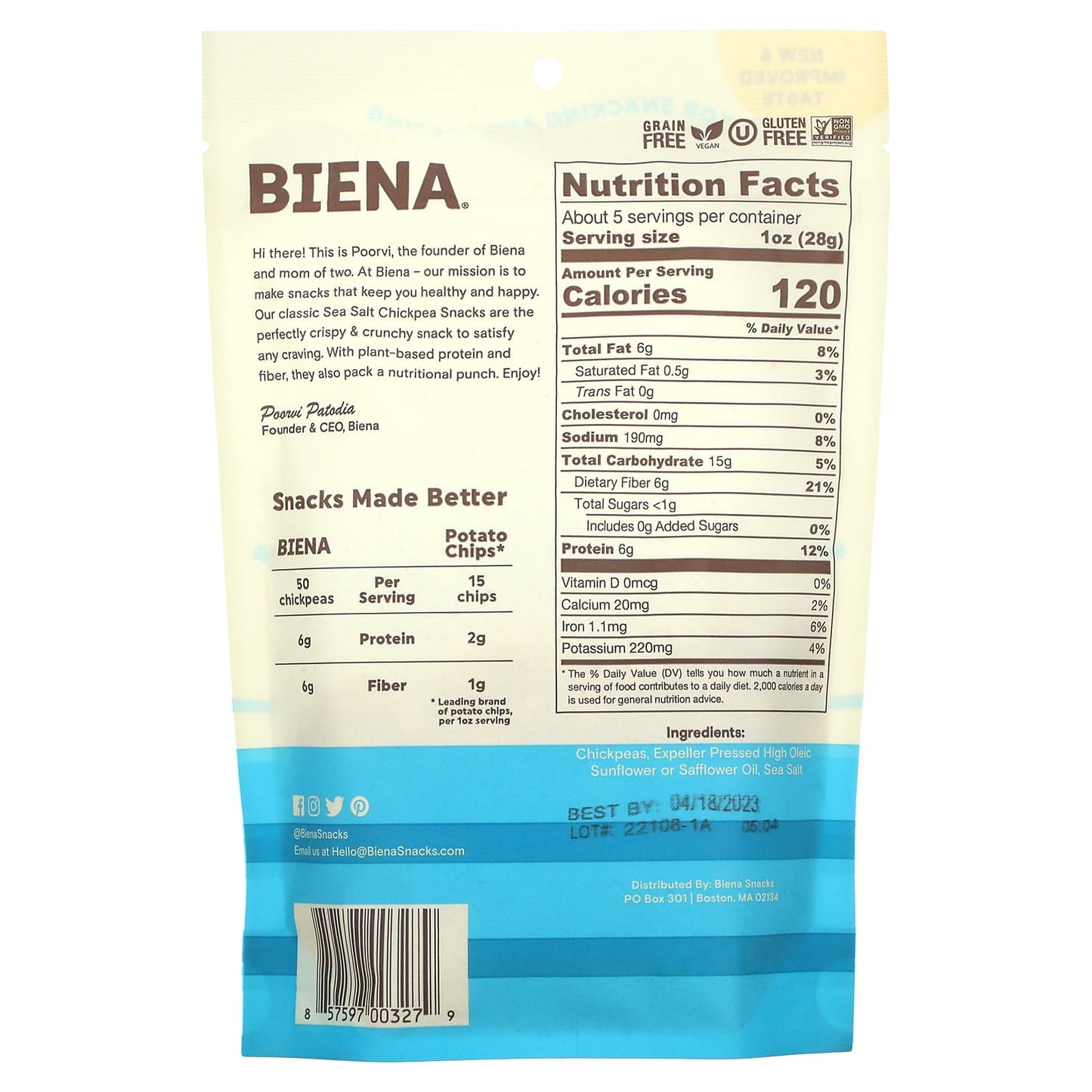 Nourishing Chickpea Snacks by BIENA - Sea Salt, Vegan, Gluten-Free - Image 2