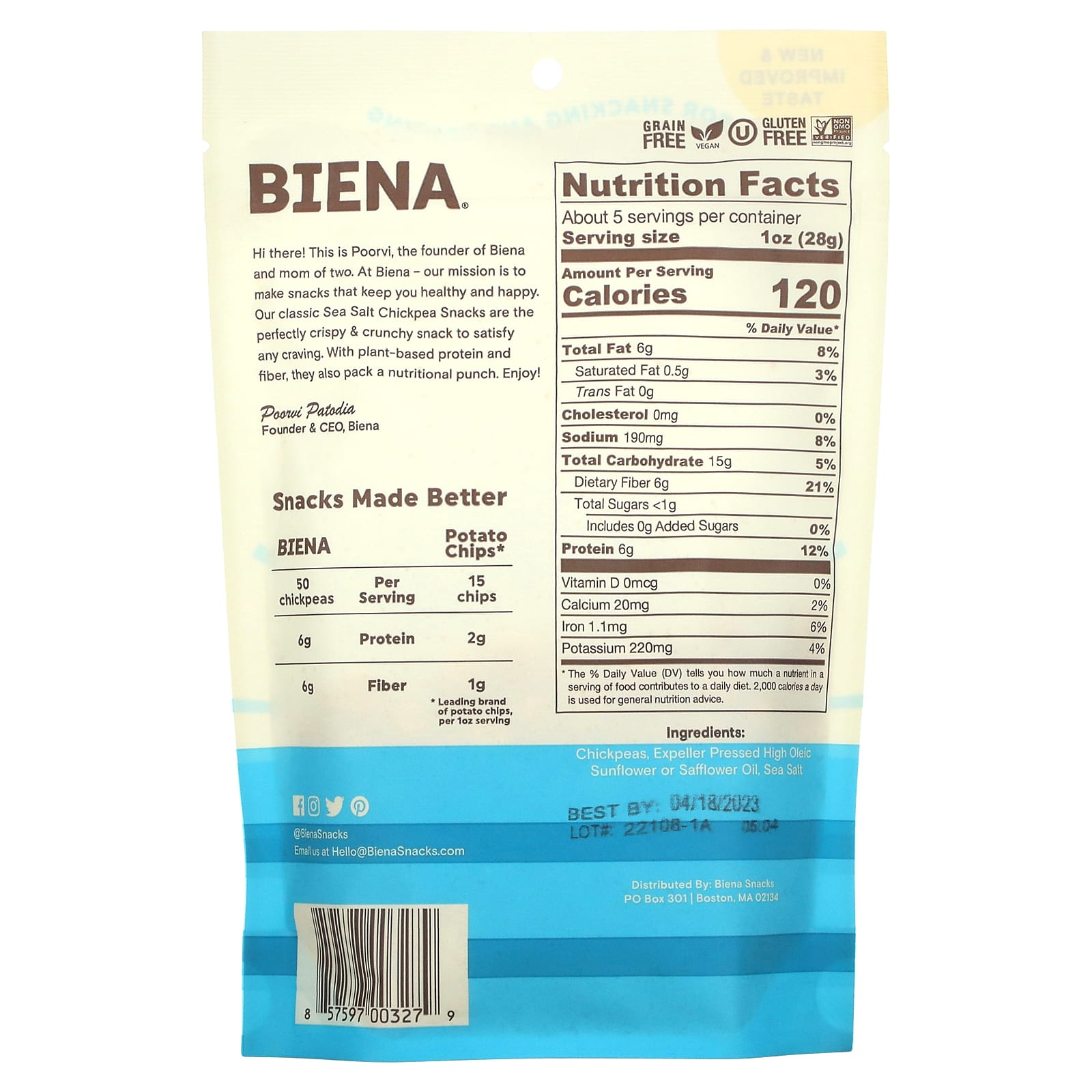 Nourishing Chickpea Snacks by BIENA - Sea Salt, Vegan, Gluten-Free - Image 2