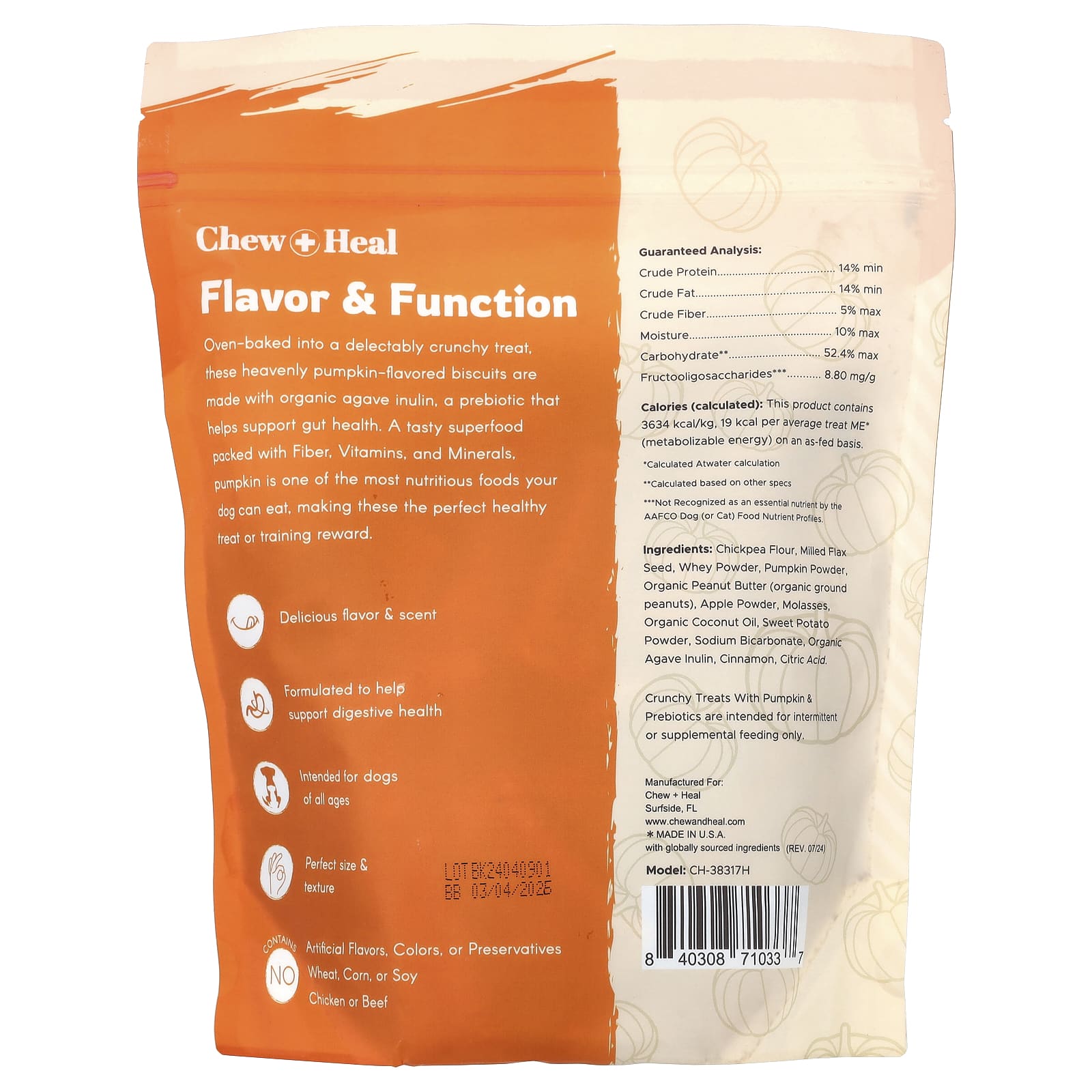Pumpkin & Prebiotics Crunchy Treats for Dogs - Healthy Digestion & Delicious Taste - Image 2