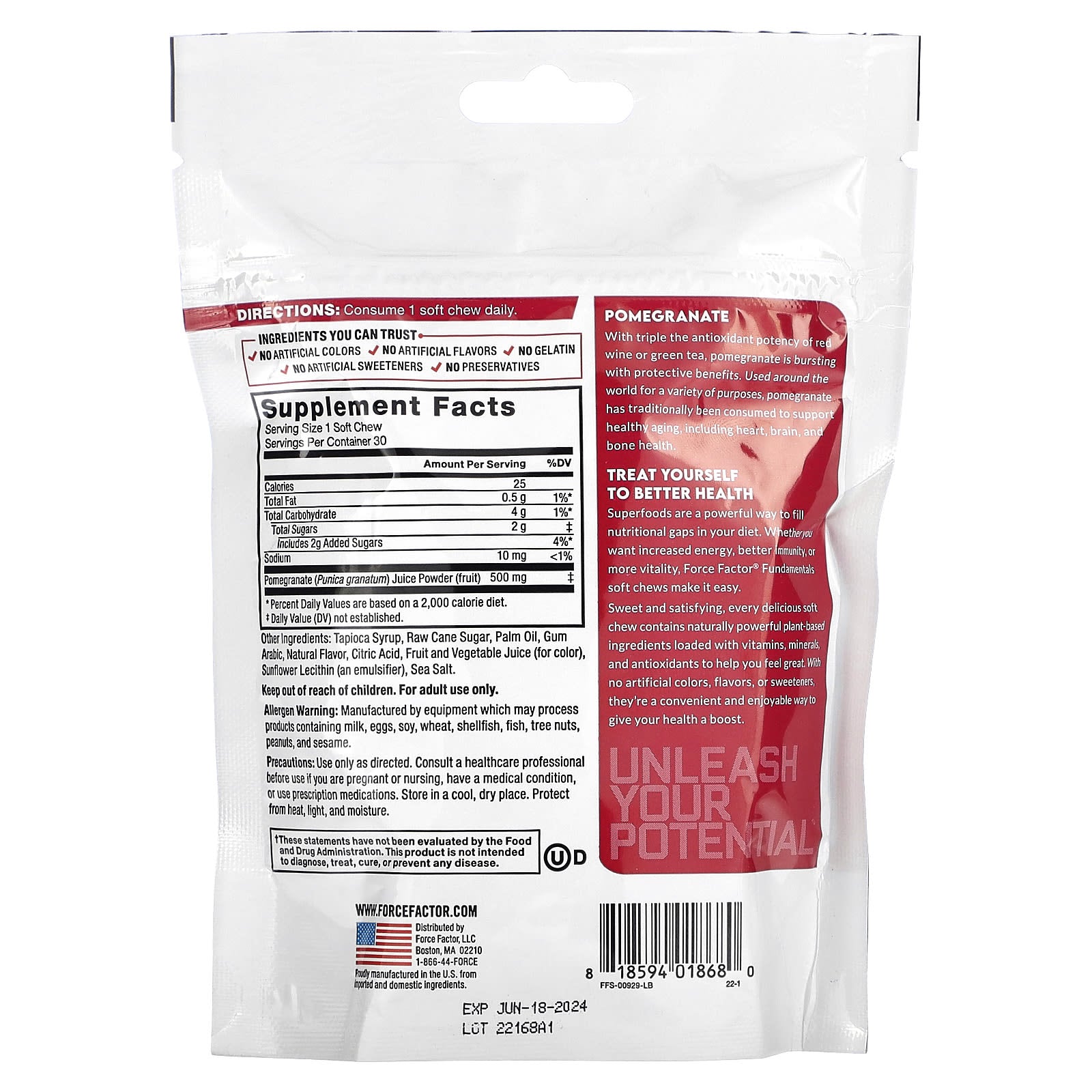 Natural Antioxidant Boost with Pomegranate Force Factor Fundamentals Soft Chews - Image 2