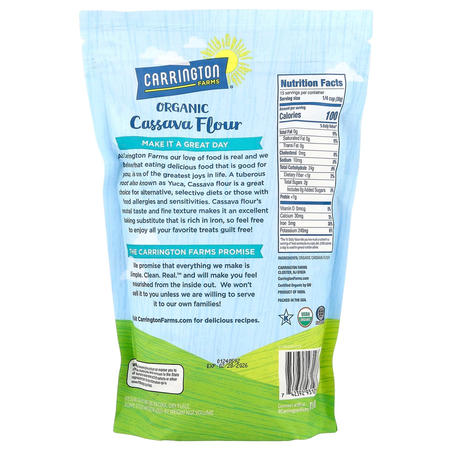 Organic Cassava Flour by Carrington Farms - Gluten-Free & USDA Certified - Image 2