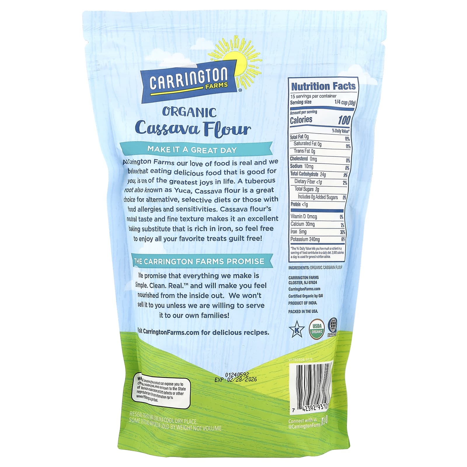 Organic Cassava Flour by Carrington Farms - Gluten-Free & USDA Certified - Image 2