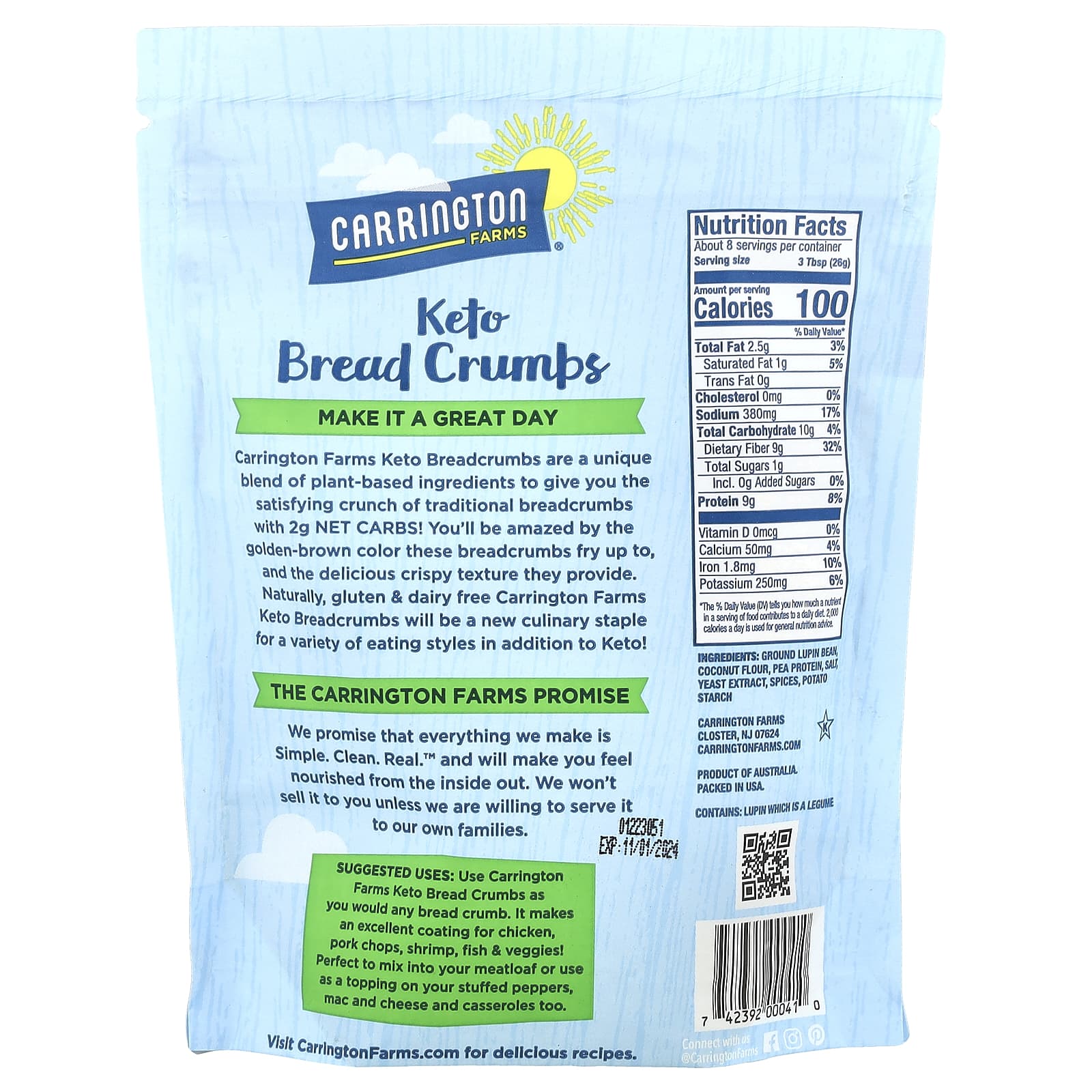 Keto Italian Seasoned Bread Crumbs by Carrington Farms - Low Carb & Gluten Free - Image 2