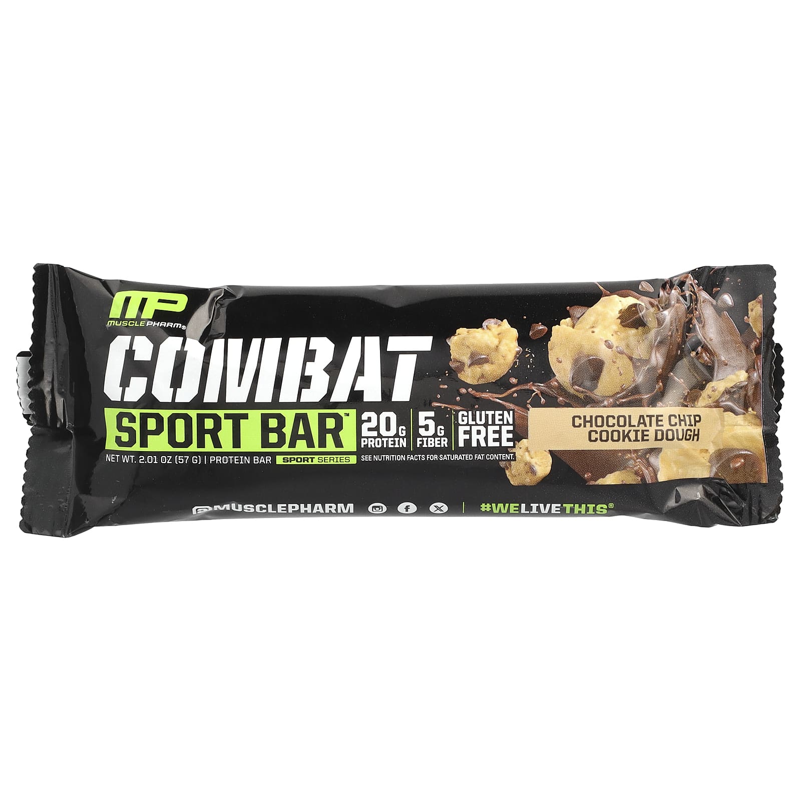 MusclePharm, Combat Sport Bar™, Chocolate Chip Cookie Dough, 2.01 oz (57 g) - Image 1