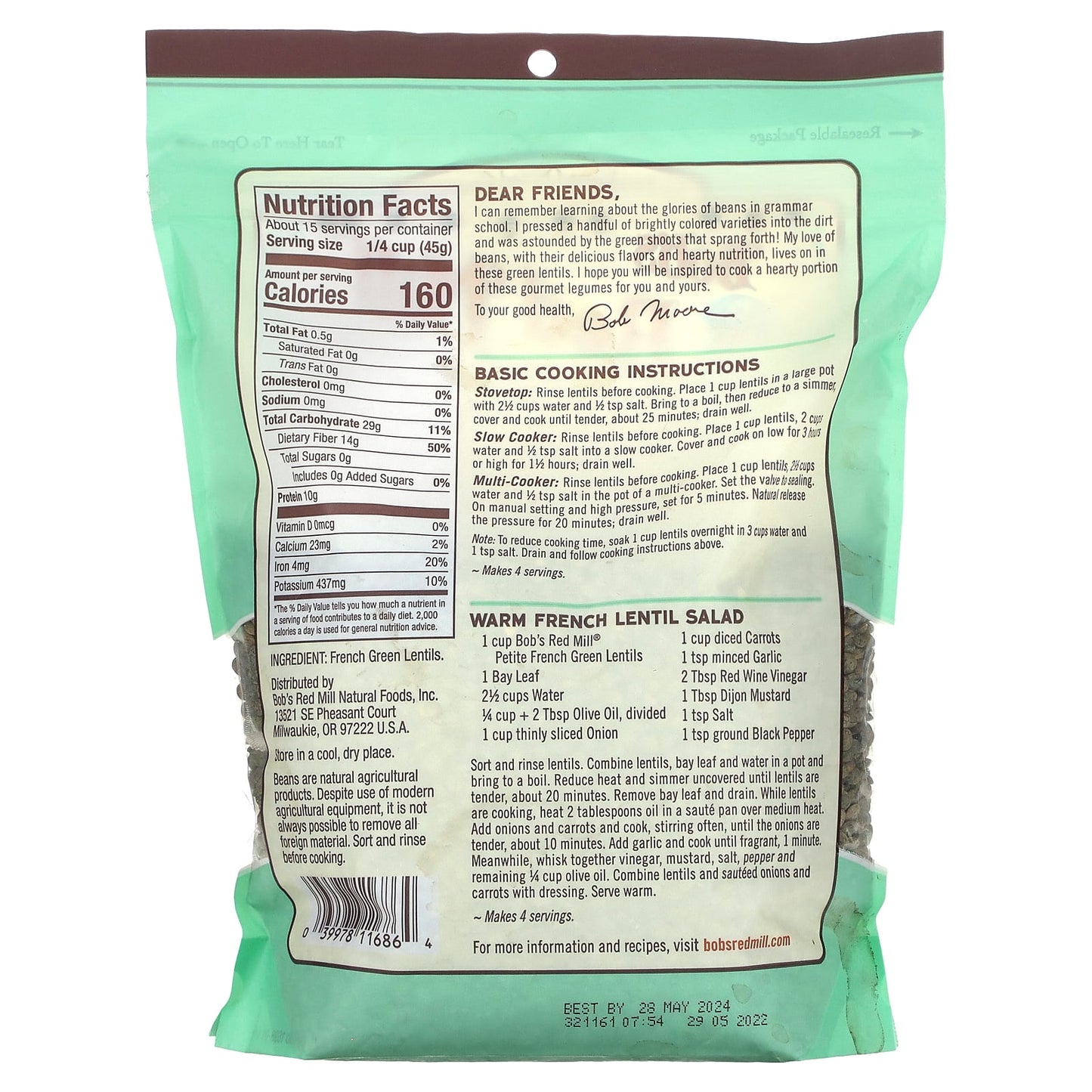 Bob's Red Mill Green Lentils, Petite French Style, 1 lb 8 oz (680g) - Non-GMO & Kosher - Image 2
