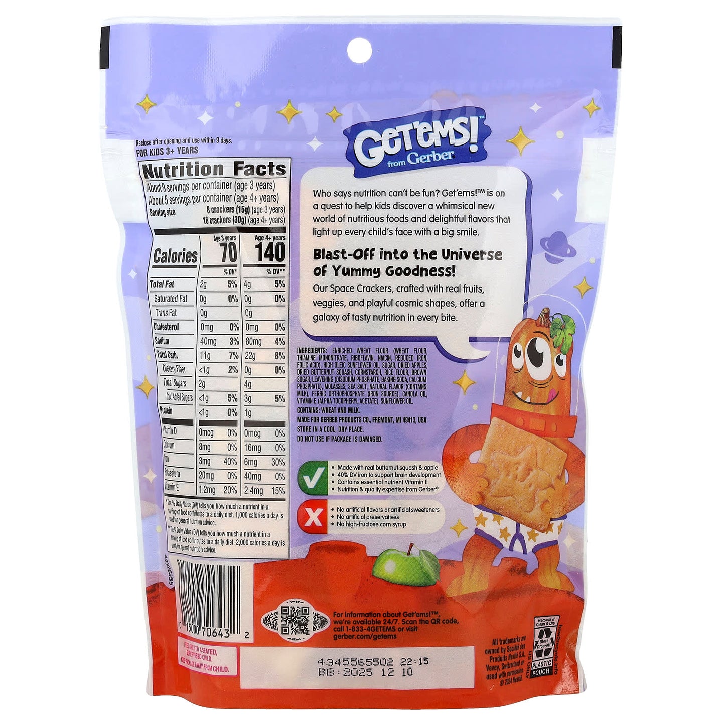 Gerber Space Crackers, Wholesome Snacks for Kids 3+ - Image 2