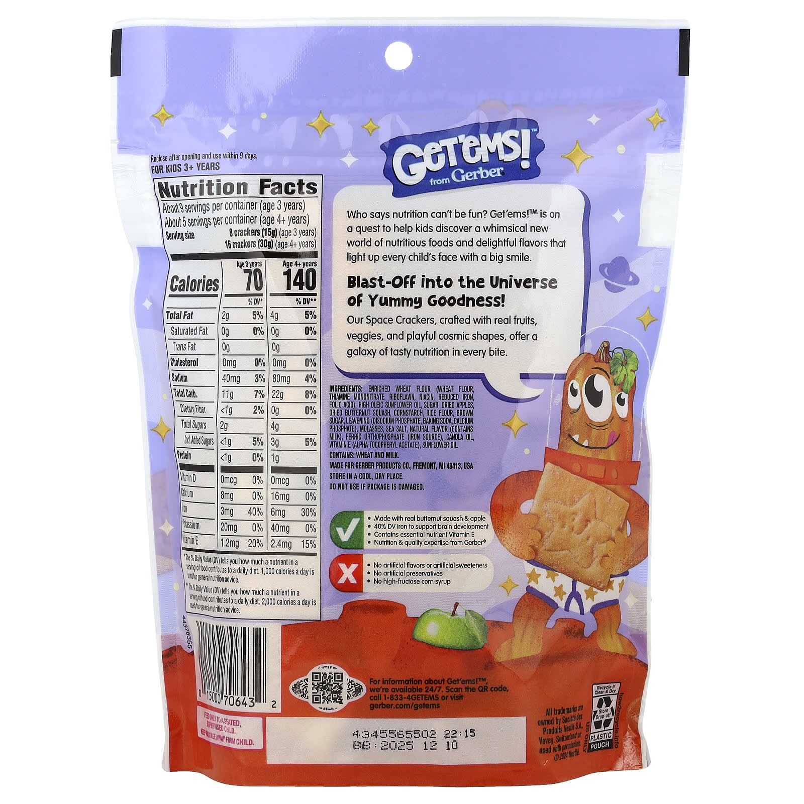 Gerber Space Crackers, Wholesome Snacks for Kids 3+ - Image 2