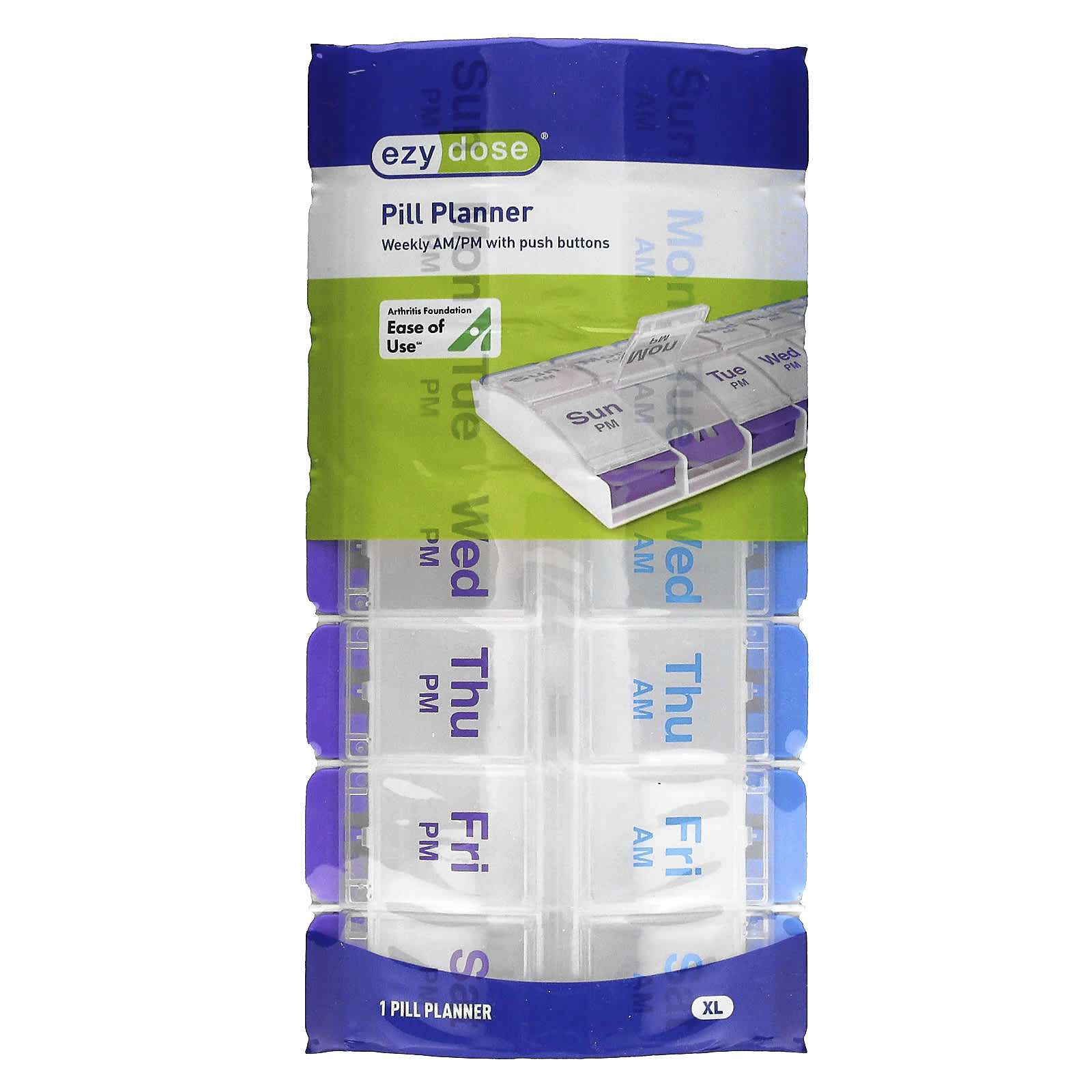 Ezy Dose Weekly Pill Planner with Push Buttons, XL, 1 Count - Image 2