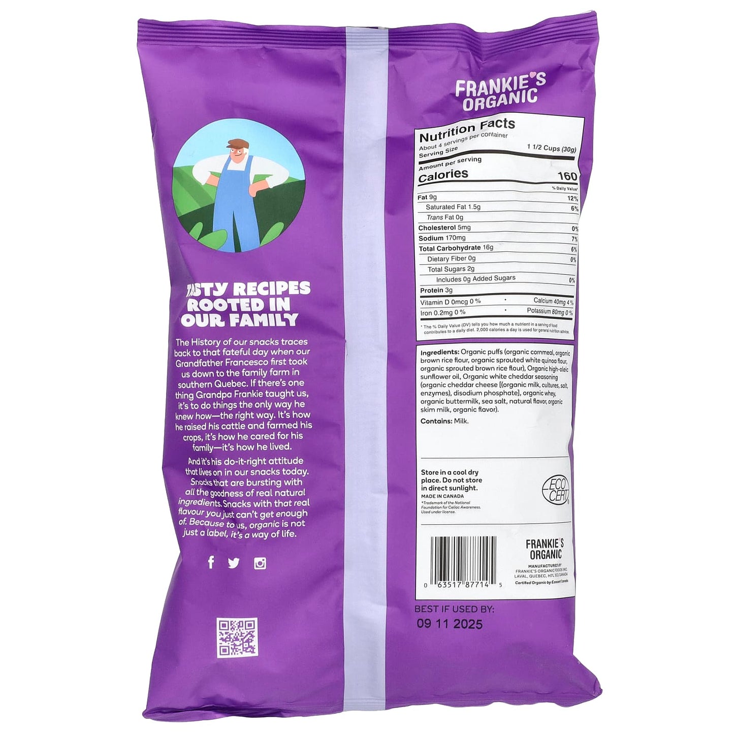 Organic White Cheddar Puffs by Frankie's - Non-GMO, Gluten-Free, Kosher - Image 2