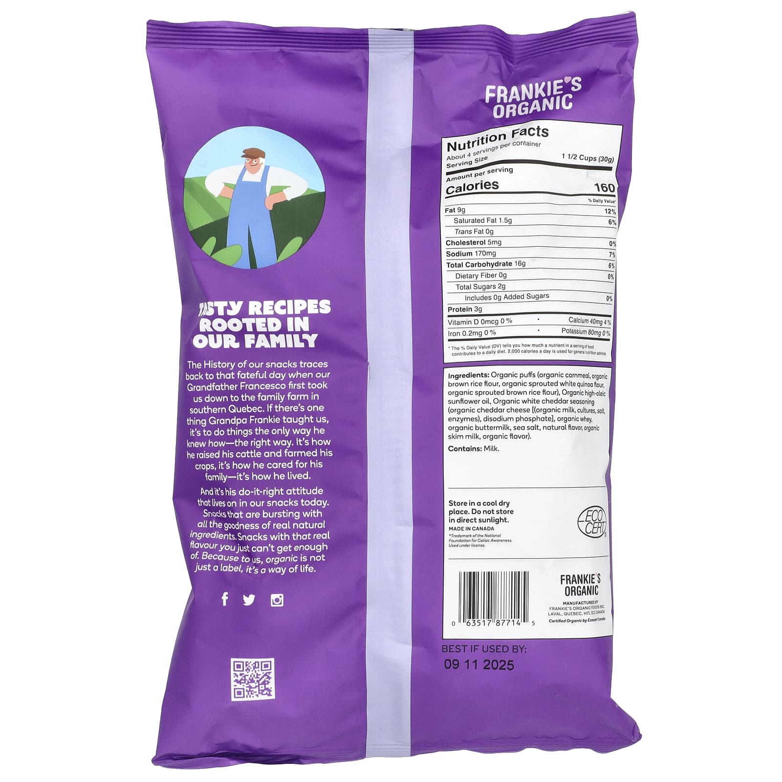 Organic White Cheddar Puffs by Frankie's - Non-GMO, Gluten-Free, Kosher - Image 2