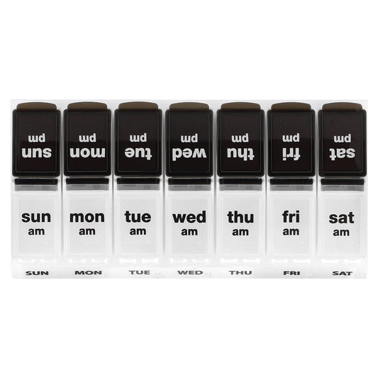 Stay Organized with Ezy Dose Weekly Pill Planner | Black/Natural - Image 1