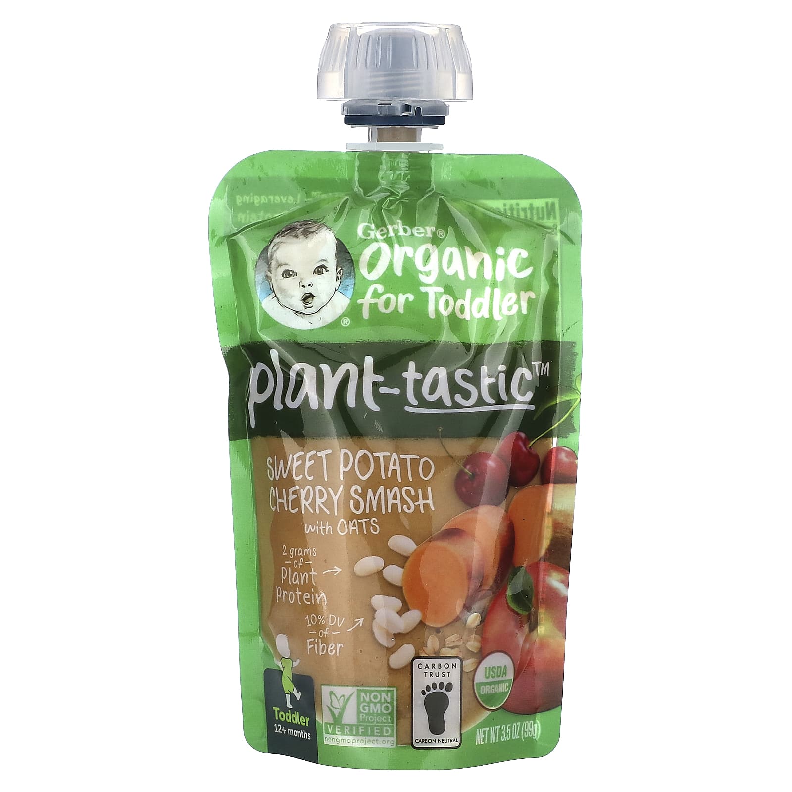 Gerber Organics Plant-based Toddler Food, Sweet Potato Cherry Smash, 3.5 oz - Image 1