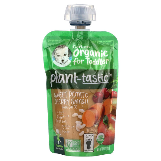 Gerber Organics Plant-based Toddler Food, Sweet Potato Cherry Smash, 3.5 oz - Image 1