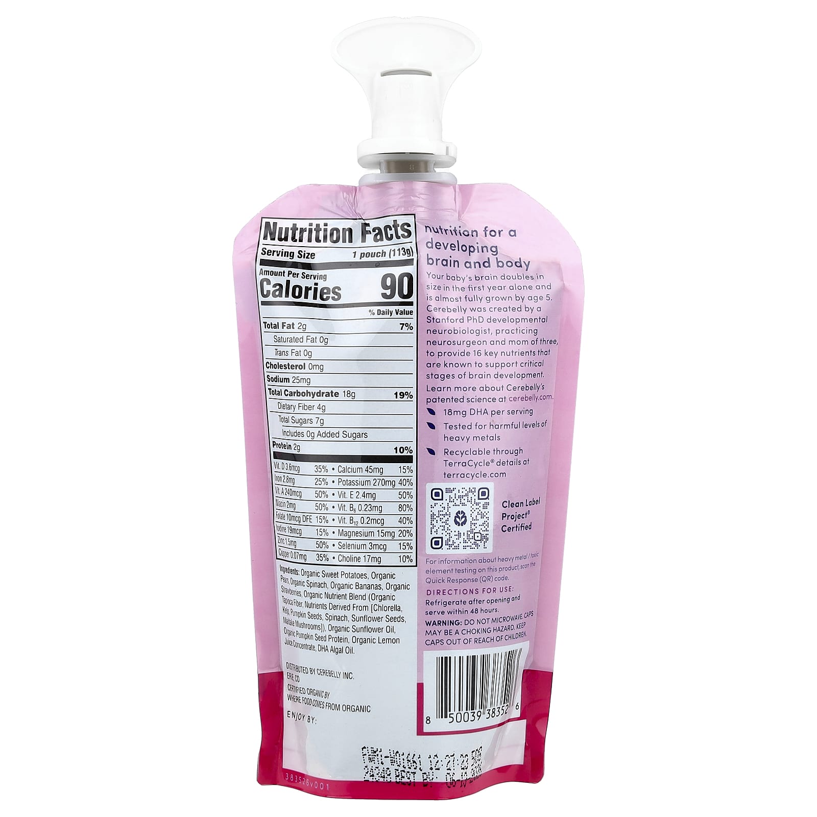 Cerebelly Organic Baby Brain Food Smoothie, 6+ Months, Dairy-Free - Image 2