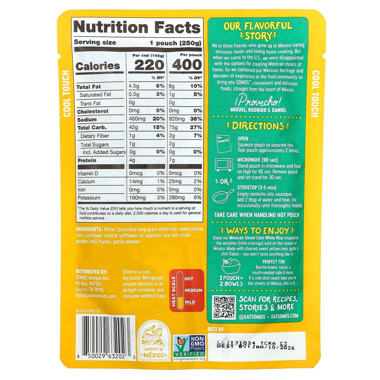 Somos, Mexican Street Corn White Rice, Mild, 8.8 oz (25 g) - Image 2