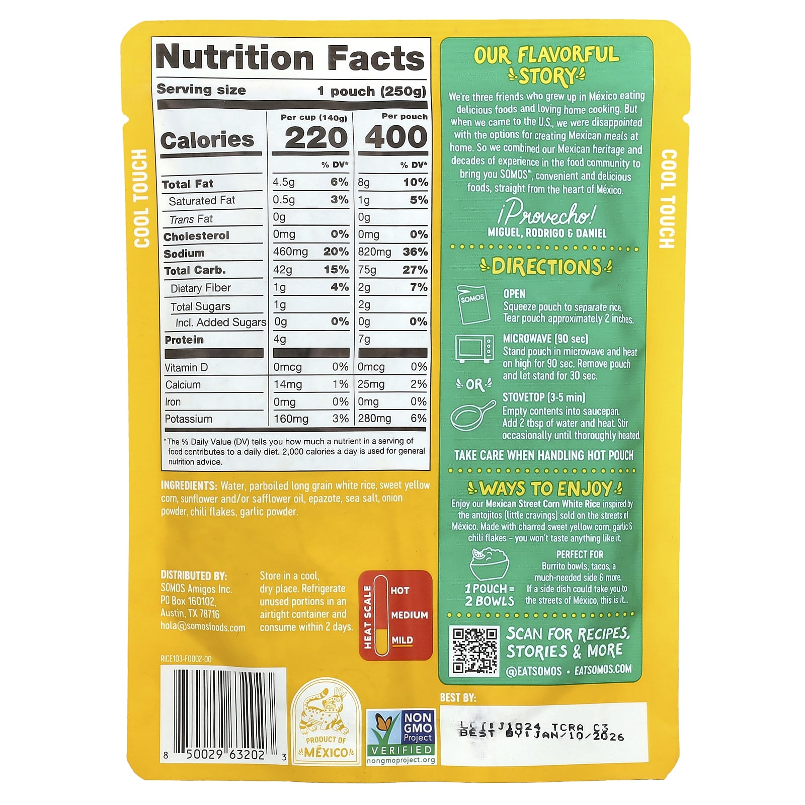 Somos, Mexican Street Corn White Rice, Mild, 8.8 oz (25 g) - Image 2