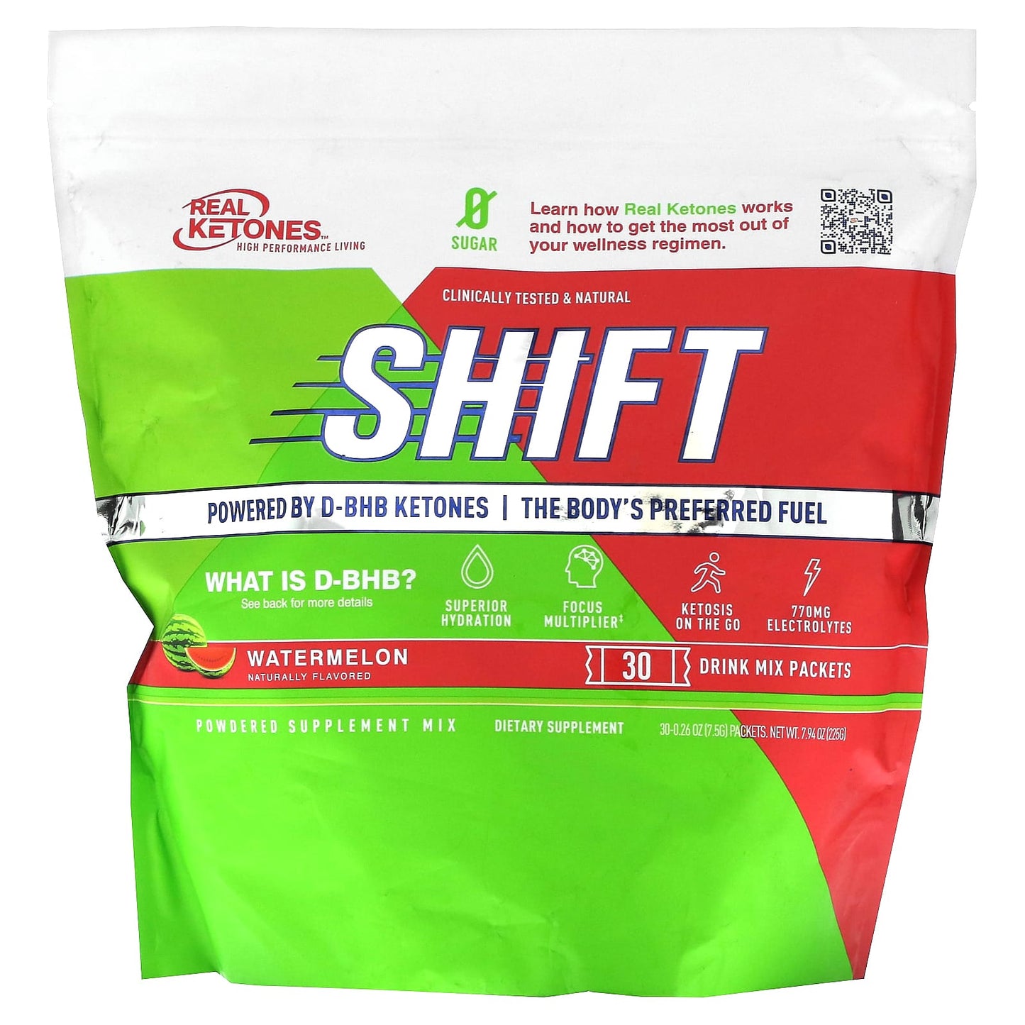 Real Ketones, Shift, Watermelon, 30 Drink Mix Packets, 0.26 oz (7.5 g) Each