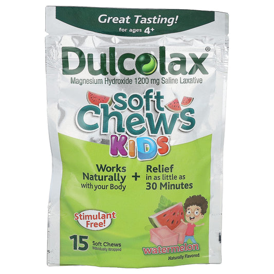 Dulcolax Soft Chews for Kids, Ages 4+, Watermelon Flavor, 15 Soft Chews - Image 1
