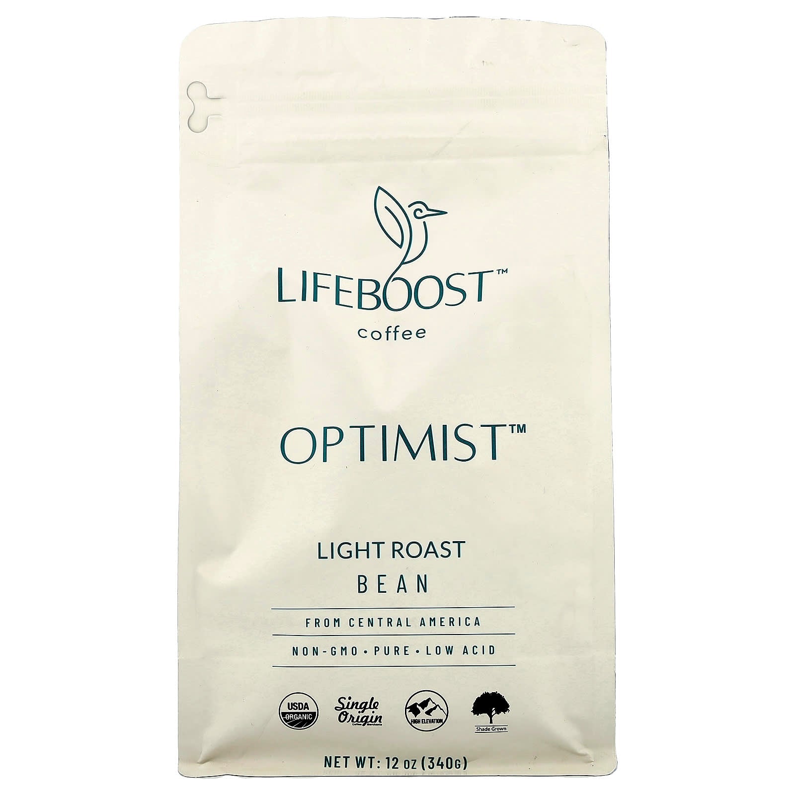Lifeboost, Coffee, Optimist™, Bean, Light Roast, 12 oz (340 g) - Image 1