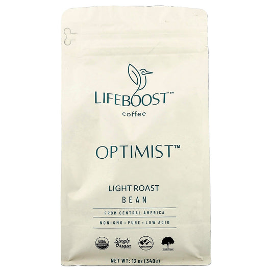 Lifeboost, Coffee, Optimist™, Bean, Light Roast, 12 oz (340 g) - Image 1