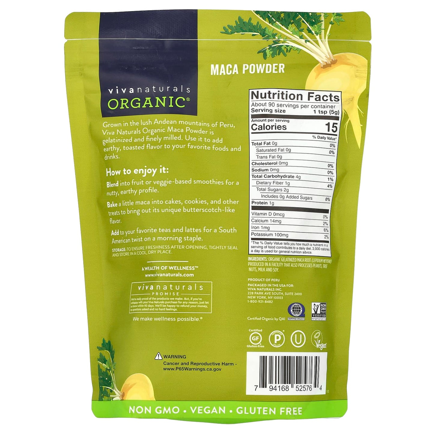 Viva Naturals, Organic Gelatinized Maca Powder, 1 lb (454 g) - Image 2