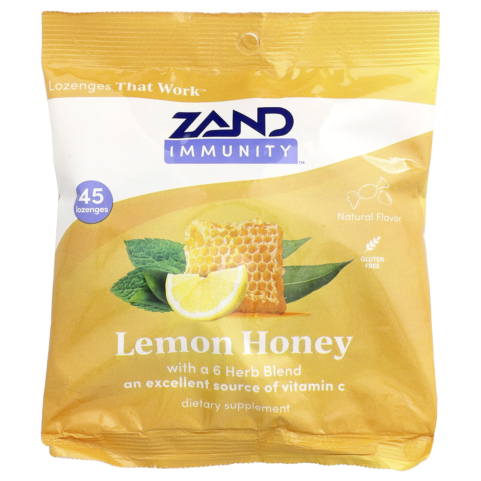 Zand, Immunity™, Lemon Honey Lozenges, 45 Lozenges - Image 1