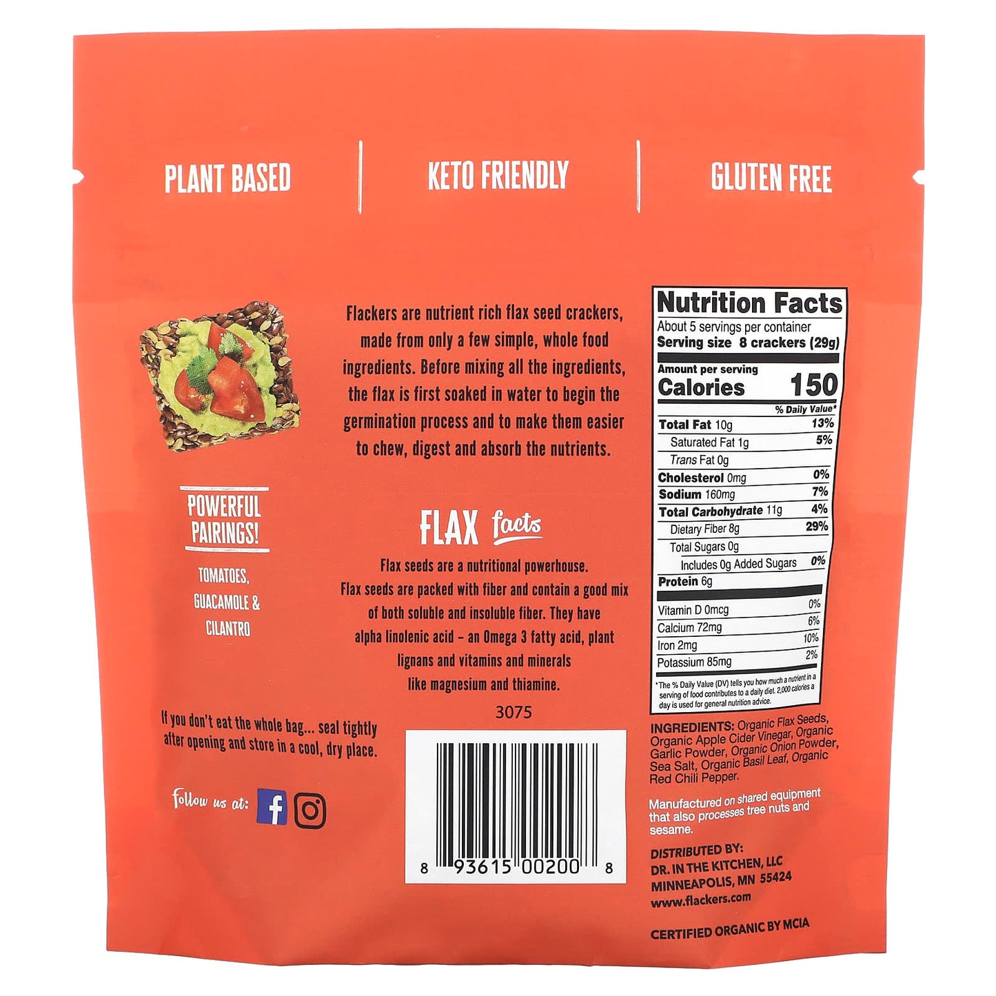 Delicious Plant-Based Flax Seed Crackers by Flackers (5 oz, 142 g) - Image 2