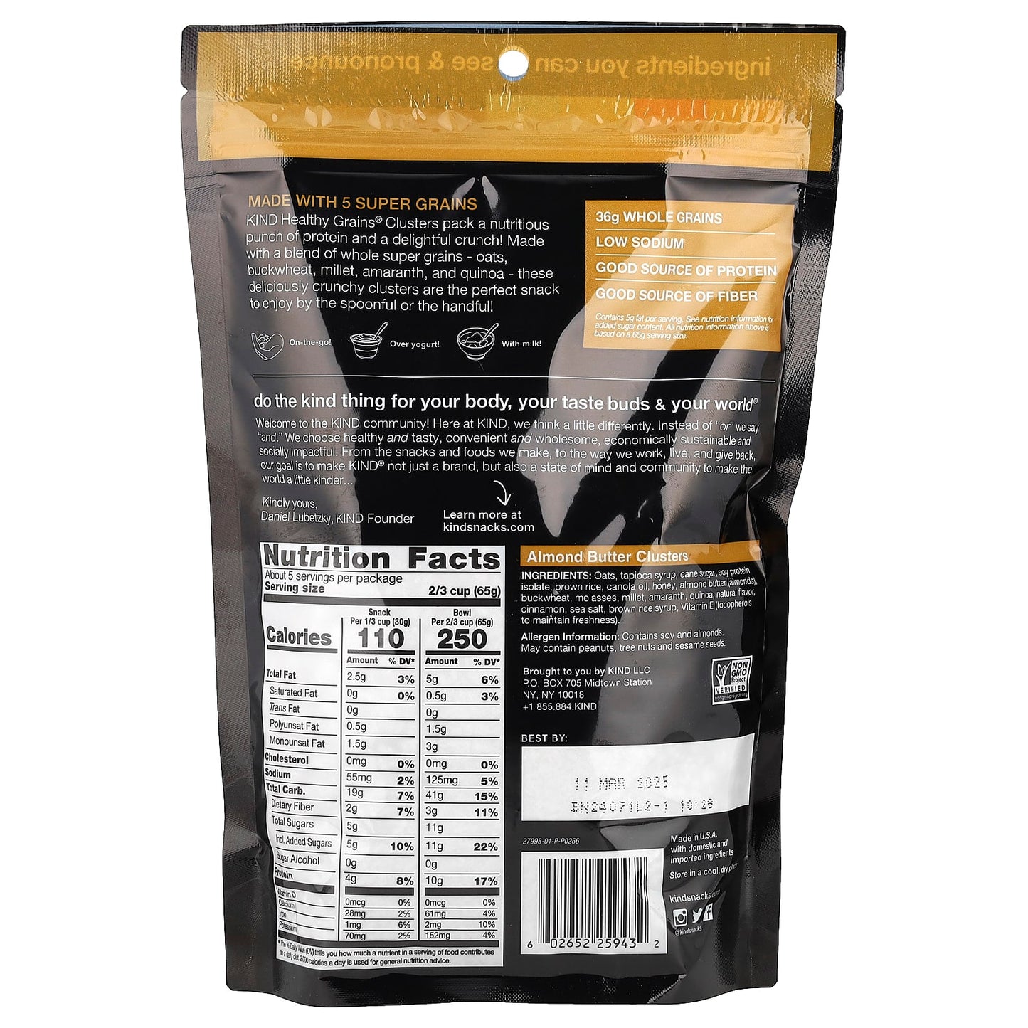 KIND Bars, Healthy Grains®, Granola Clusters, Almond Butter, 11 oz (312 g) - Image 2