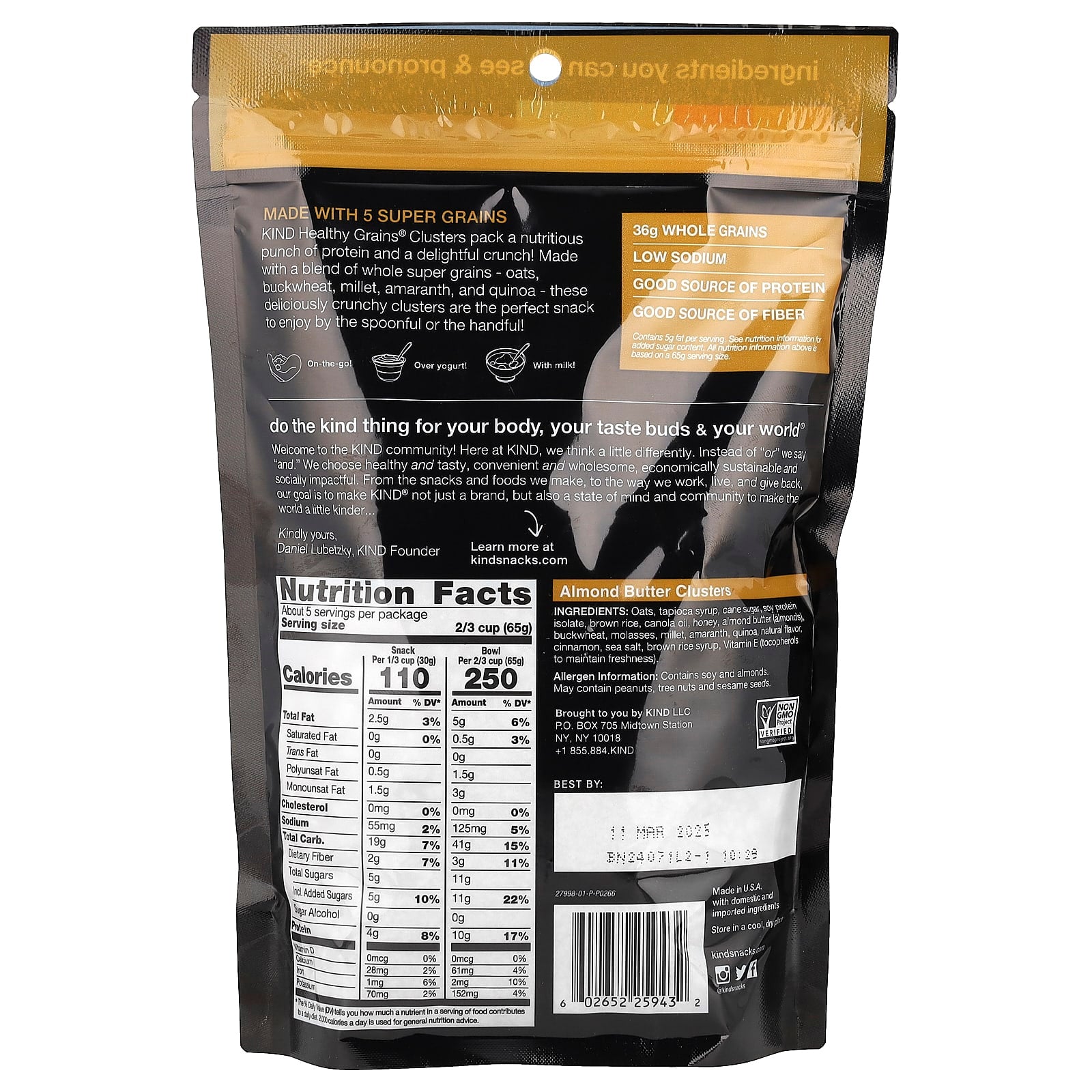 KIND Bars, Healthy Grains®, Granola Clusters, Almond Butter, 11 oz (312 g) - Image 2