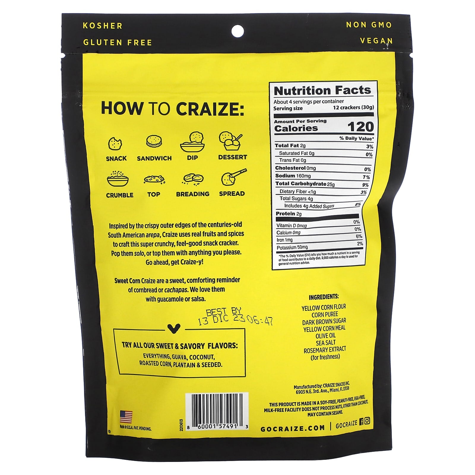 Craize Toasted Snack Crackers | Sweet Corn Flavor | 4 oz - Image 2