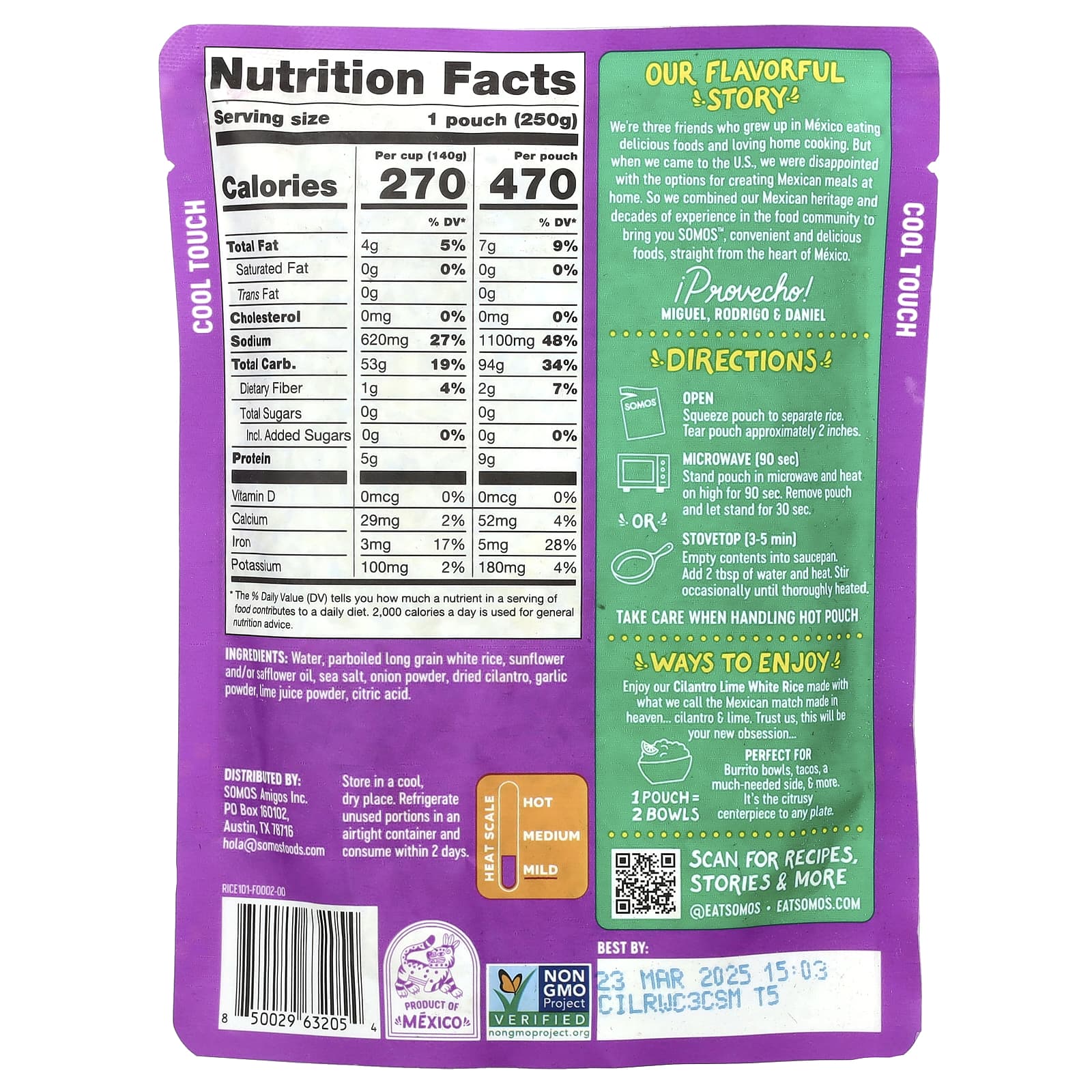 Somos, Cilantro Lime White Rice, Mild, 8.8 oz (250 g) - Image 2
