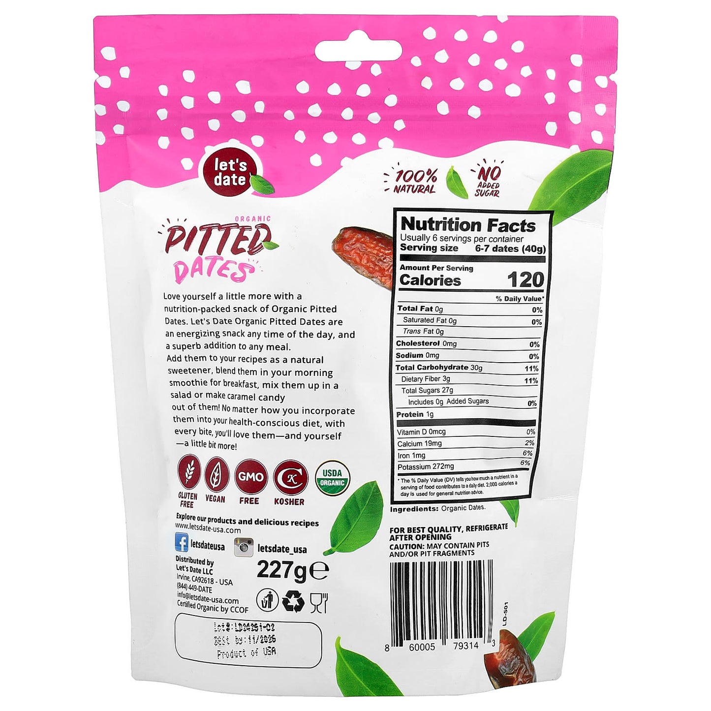 Let's Date, Organic Pitted Dates, 8 oz (227 g) - Image 2