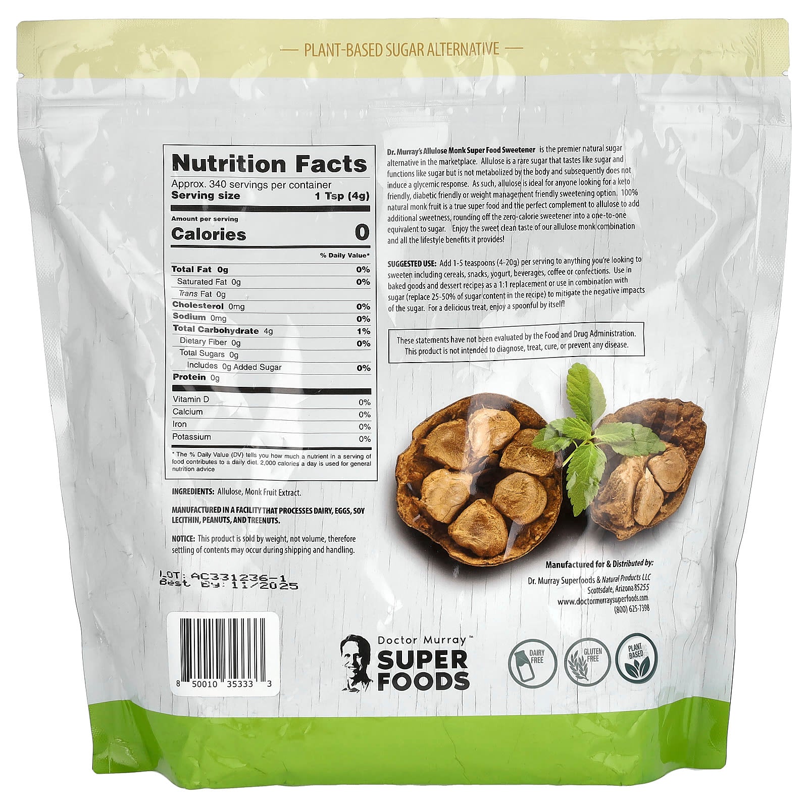 Dr. Murray's Allulose Monk Sugar Alternative, 48 oz Keto Friendly - Image 2