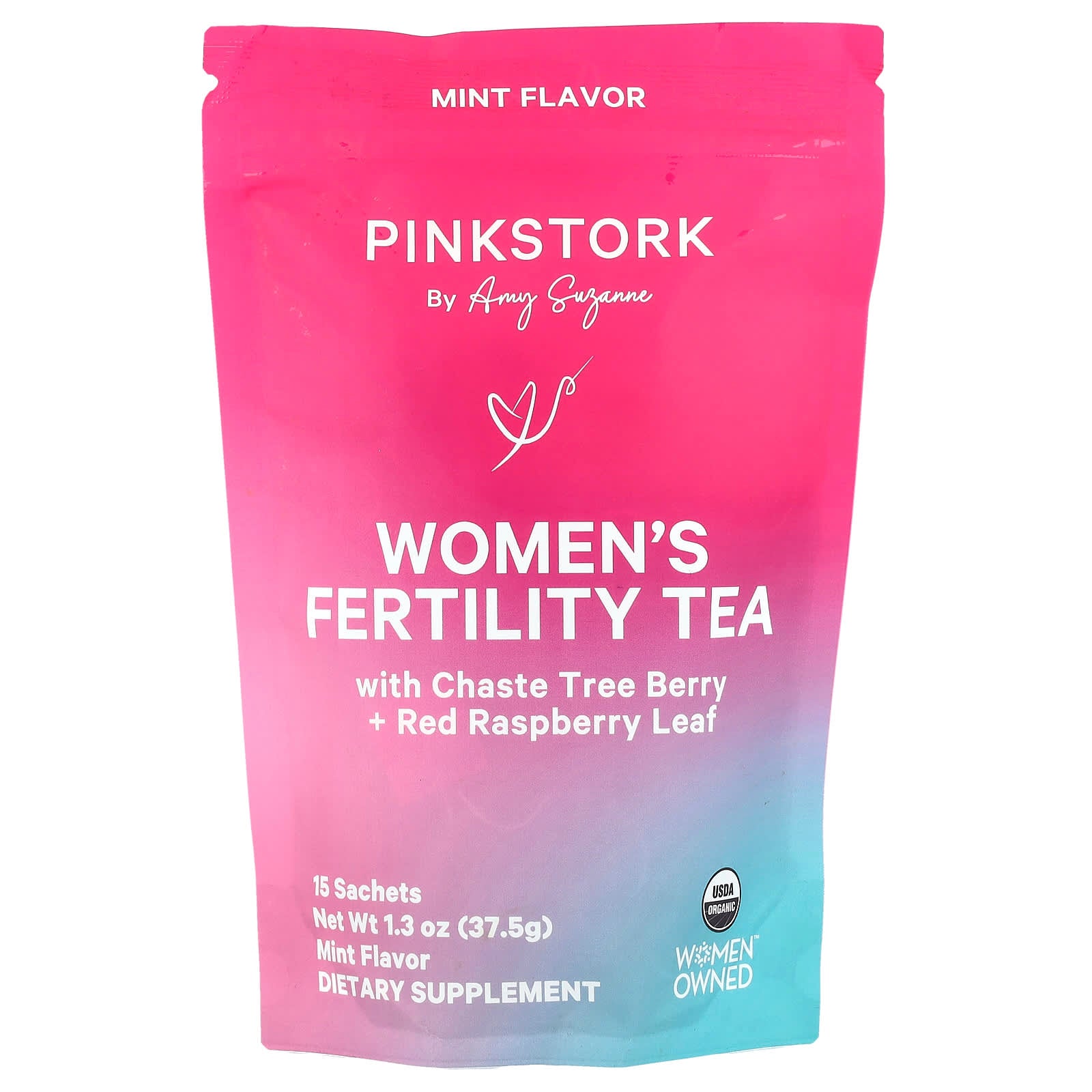 Pink Stork, Women's Fertility Tea, Mint, 15 Sachets, 1.3 oz (37.5 g) - Image 1