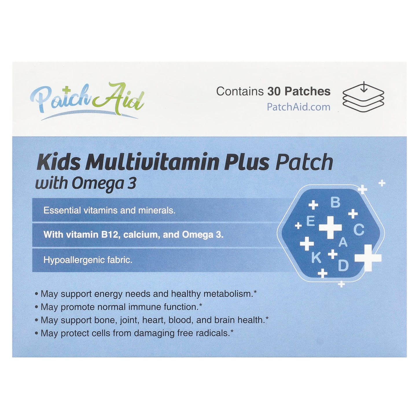 PatchAid, Kids Multivitamin Plus Patch with Omega 3, 30 Patches - Image 1