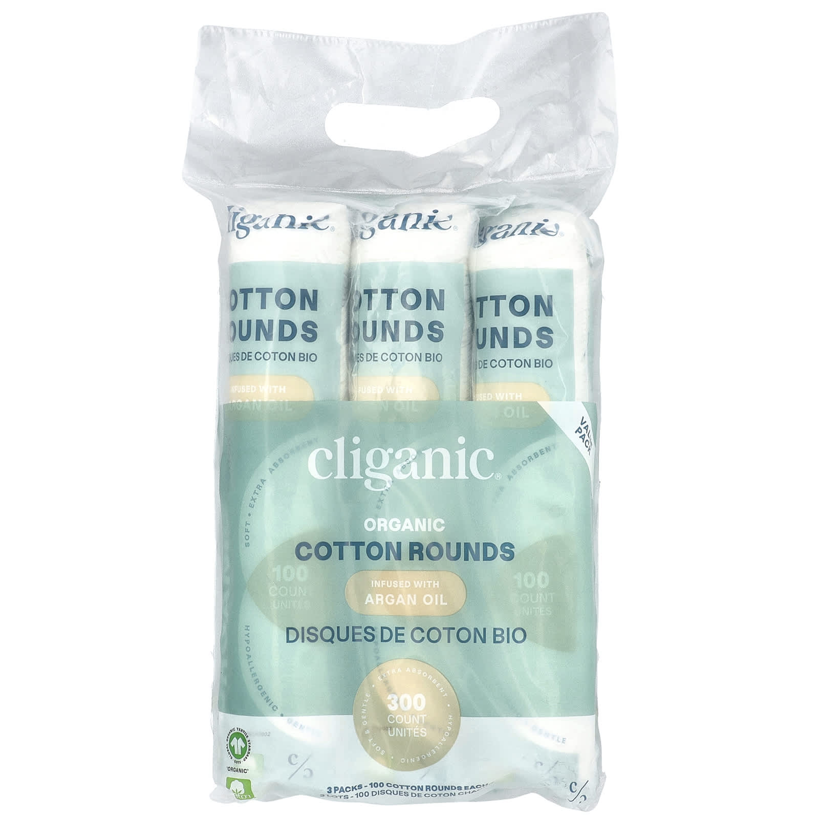 Cliganic Organic Cotton Makeup Remover Rounds - Image 2
