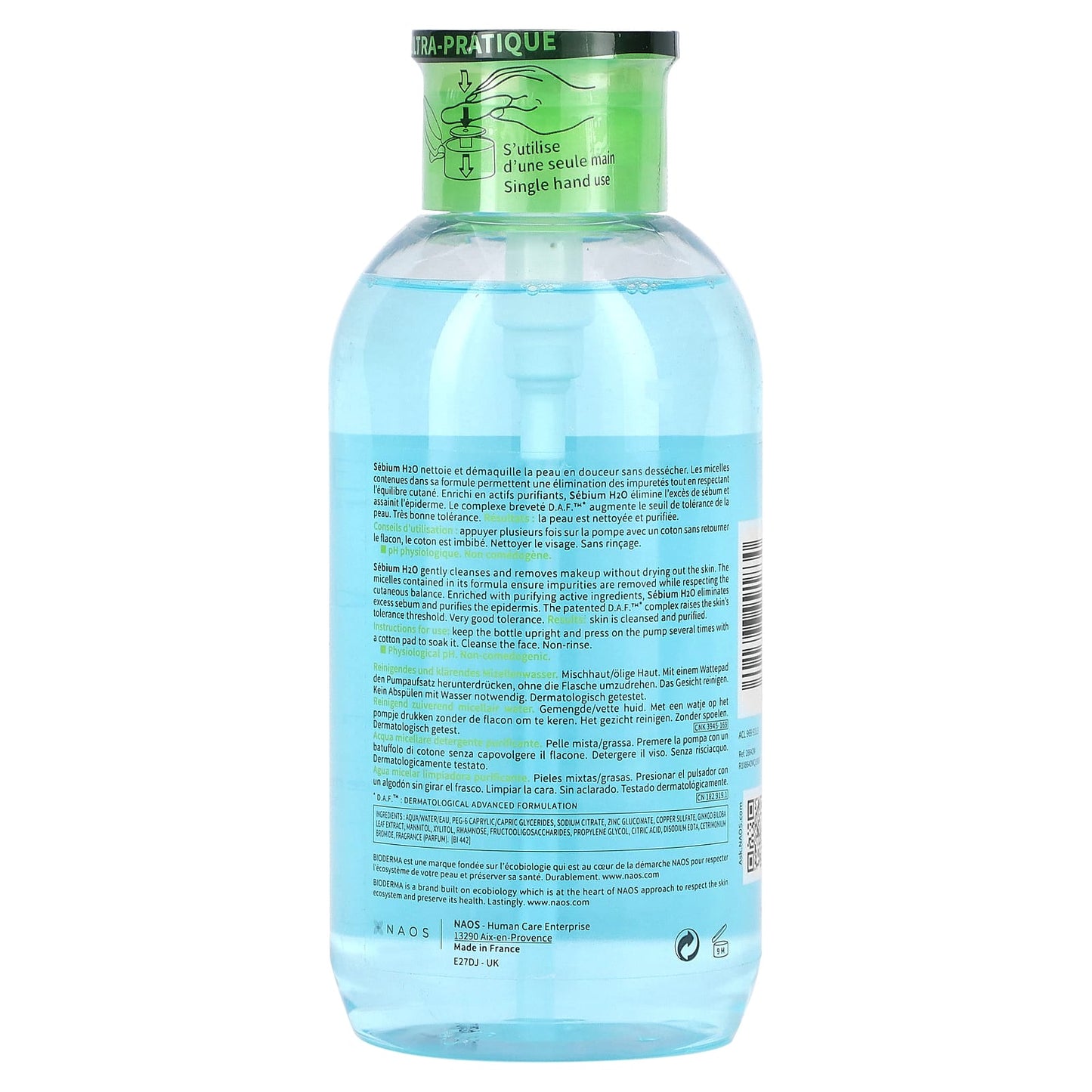 Bioderma Sebium H2O Micellar Water for Combination/Oily Skin, 16.9 fl oz (500 ml) - Image 2