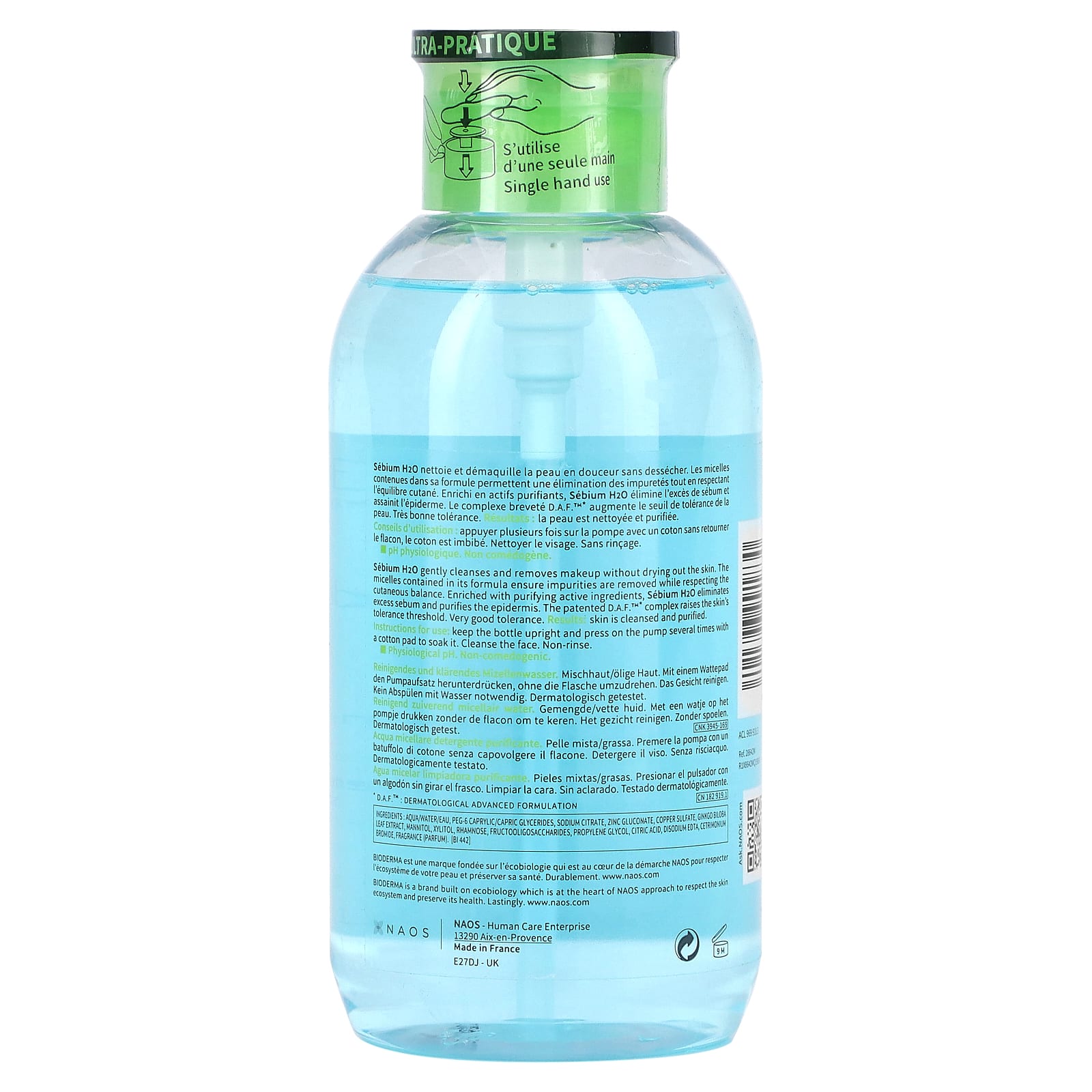 Bioderma Sebium H2O Micellar Water for Combination/Oily Skin, 16.9 fl oz (500 ml) - Image 2