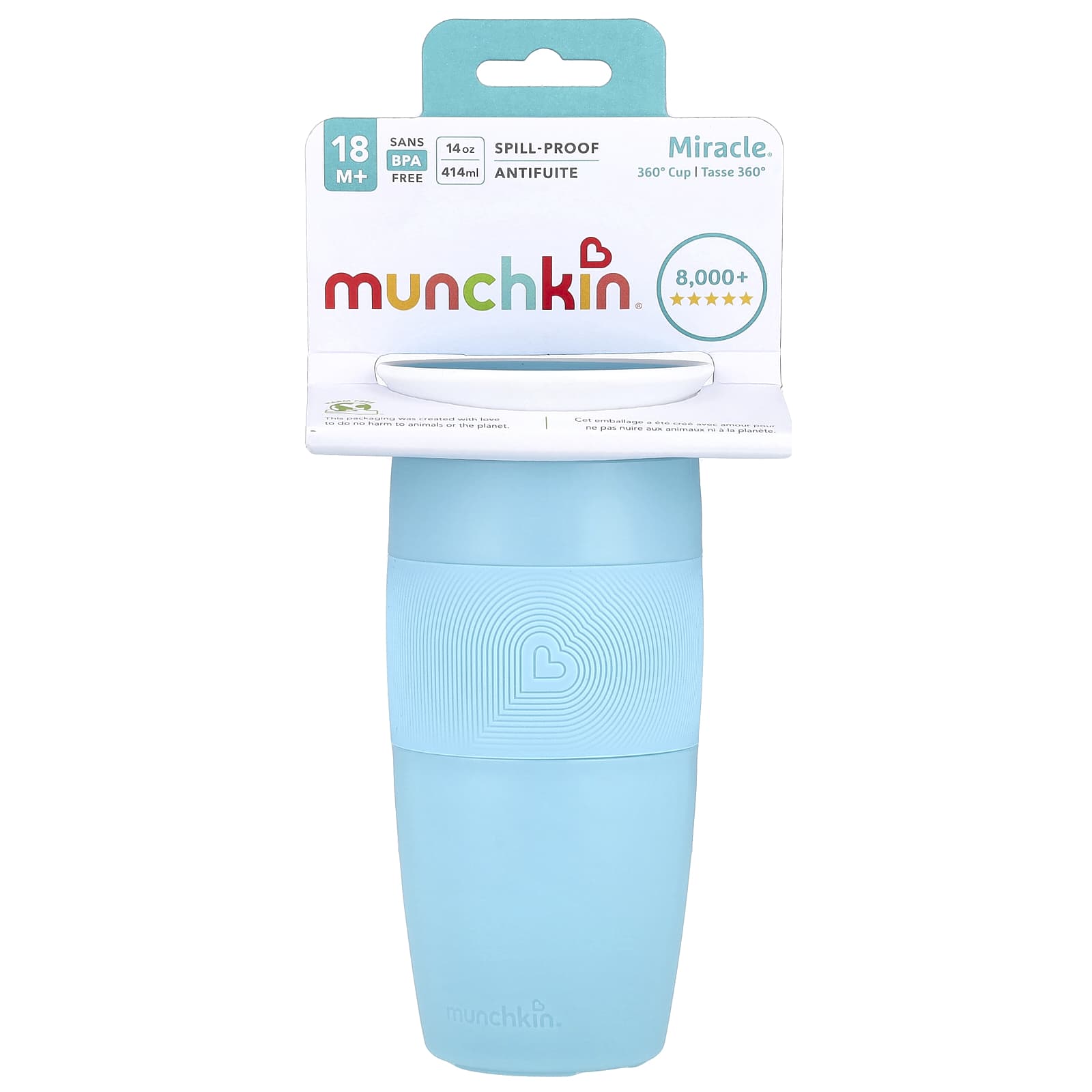 Munchkin, Miracle® 360° Cup, 18 Months+, Light Blue, 14 oz (414 ml) - Image 1
