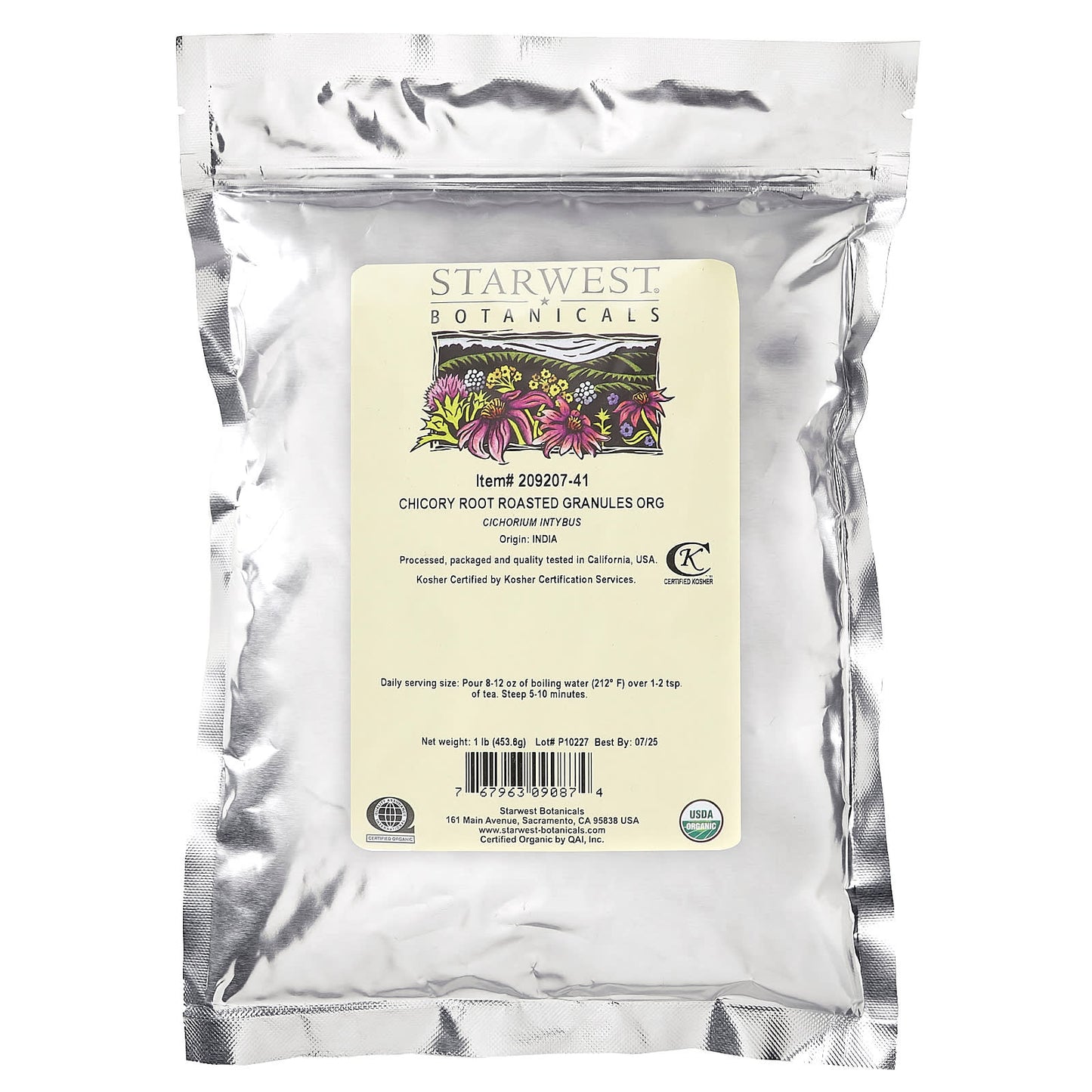 Starwest Botanicals, Organic Chicory Root, Roasted, Granules, 1 lb (453.6 g) - Image 2