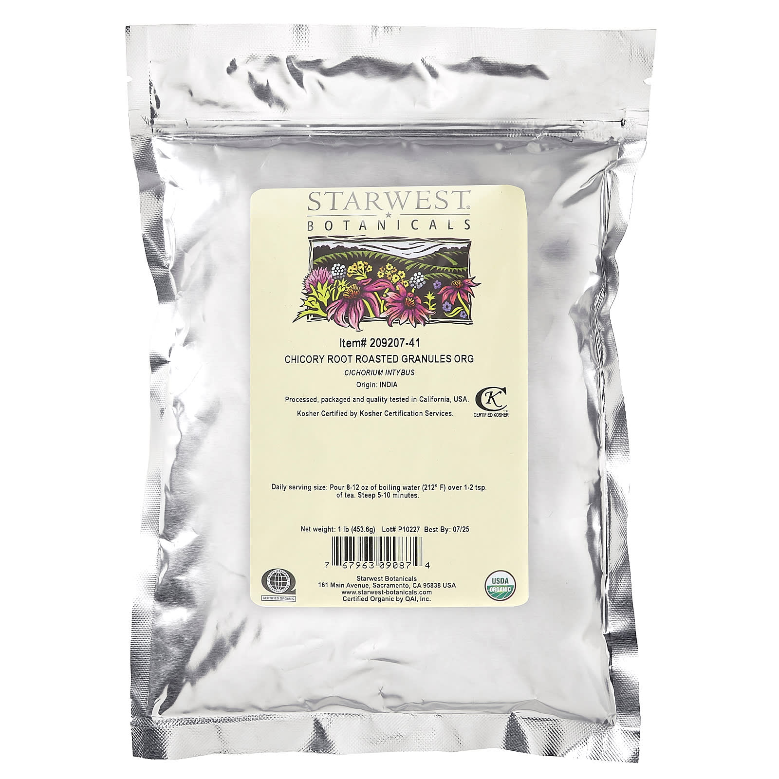 Starwest Botanicals, Organic Chicory Root, Roasted, Granules, 1 lb (453.6 g) - Image 2