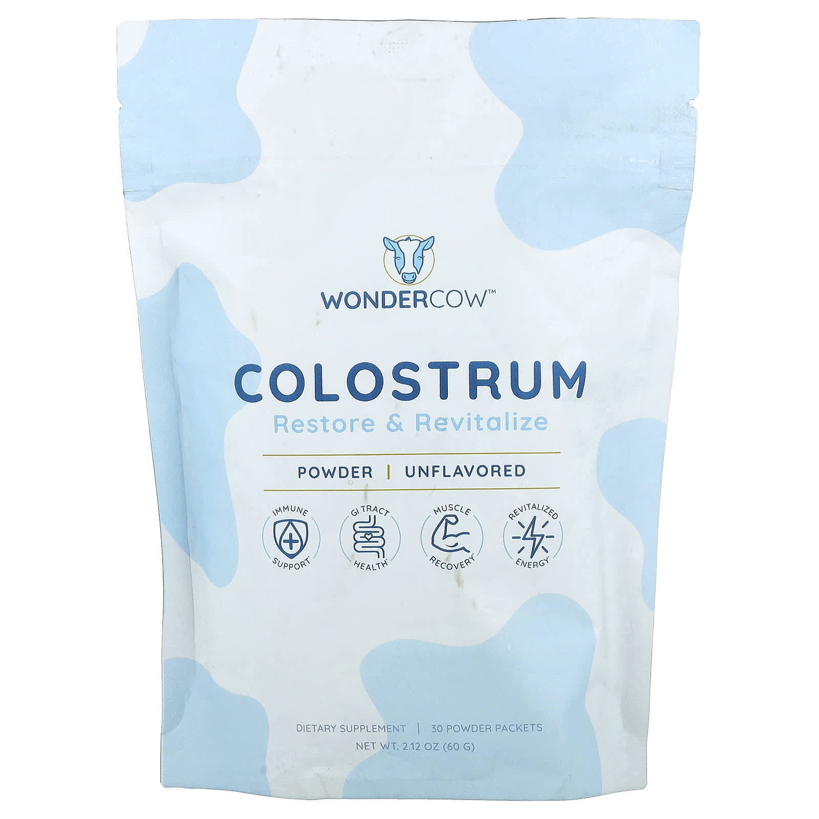 Wondercow, Colostrum Powder, Unflavored, 30 Packets, 0.07 oz (2 g) Each - Image 1