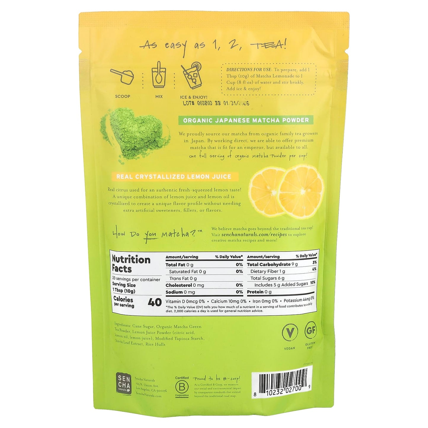 Sencha Naturals, Matcha Lemonade Iced Tea Mix, 7 oz (200 g) - Image 2