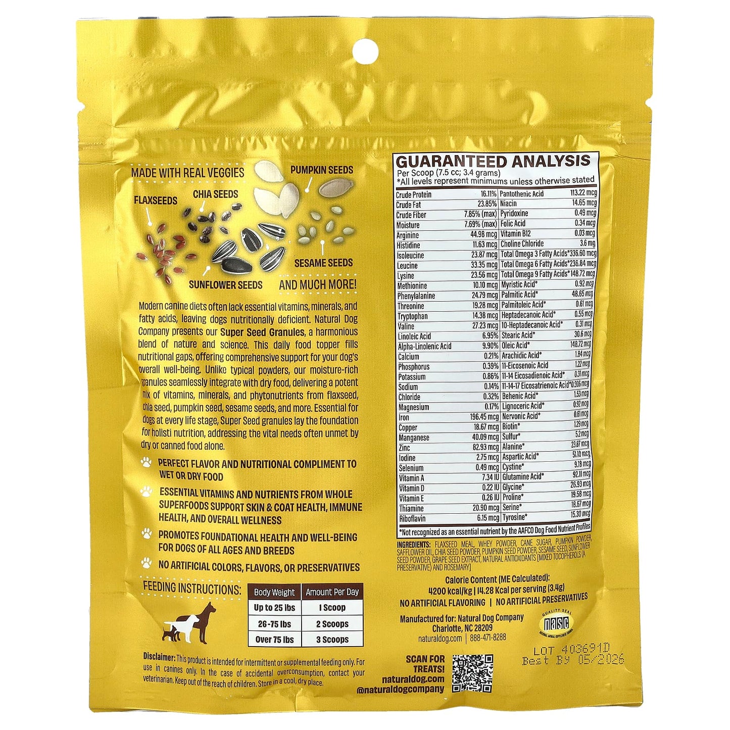 Natural Dog Company, Whole Food Super Seeds, For Dogs, 7.2 oz (204 g) - Image 2